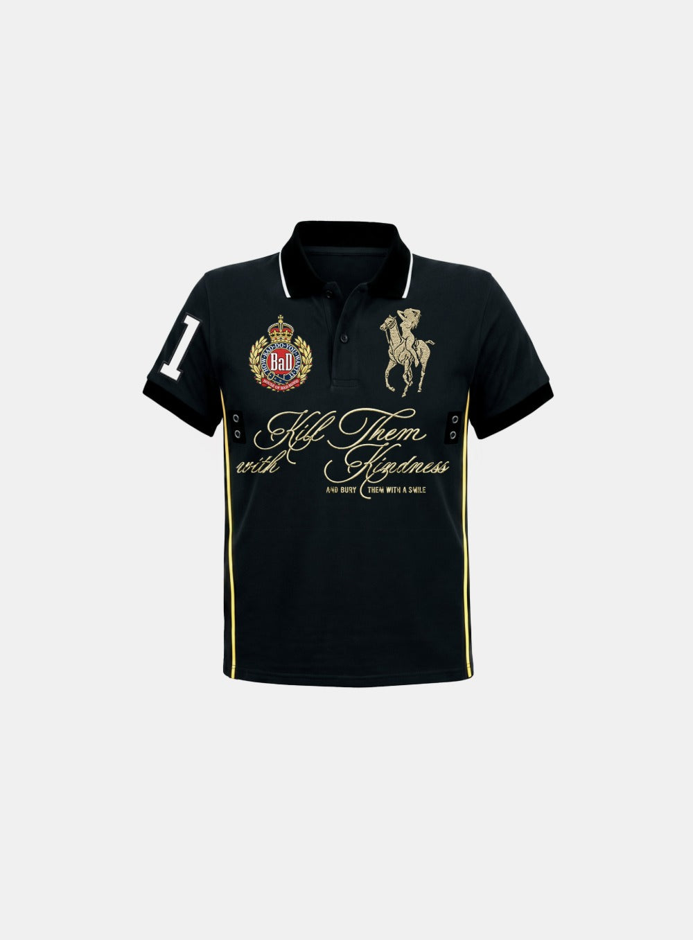[w-tee26-200] Dark Classic 2 Heritage Polo Shirt - Black