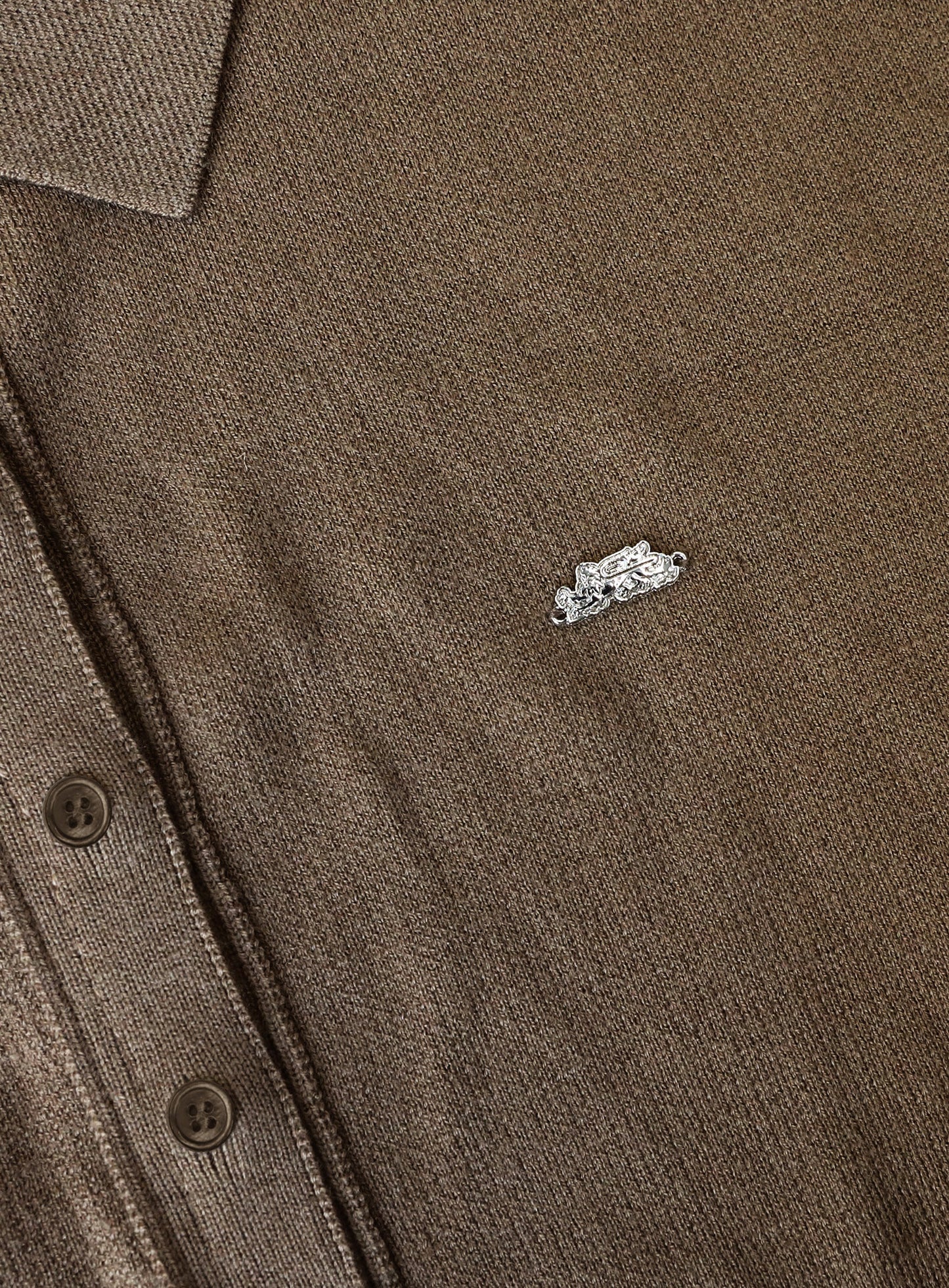 [w-knt26-012] Mystic Symbol Polo Cardigan - Camel