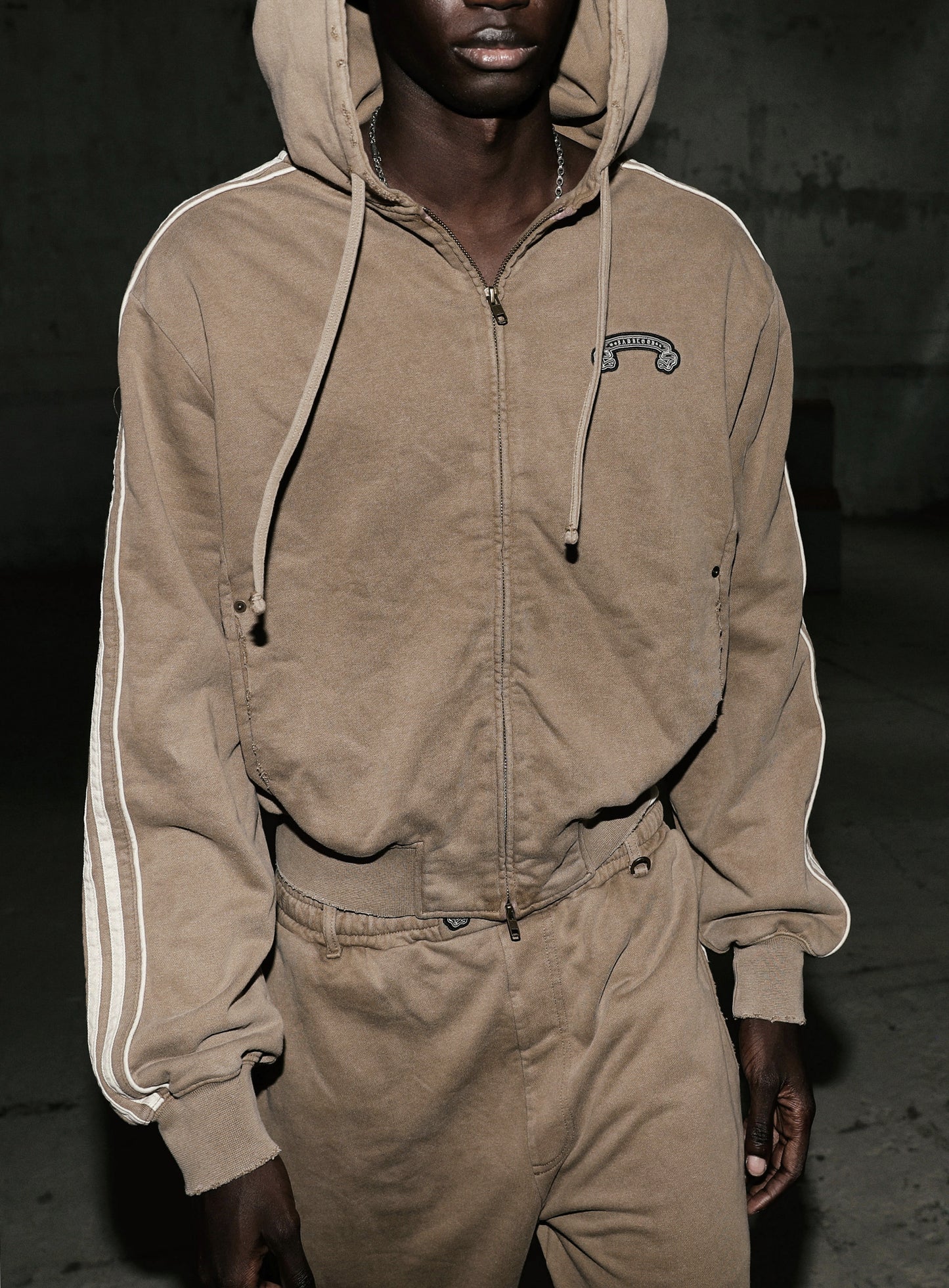 Billy Washed Hooded Zip-Up - Sand
