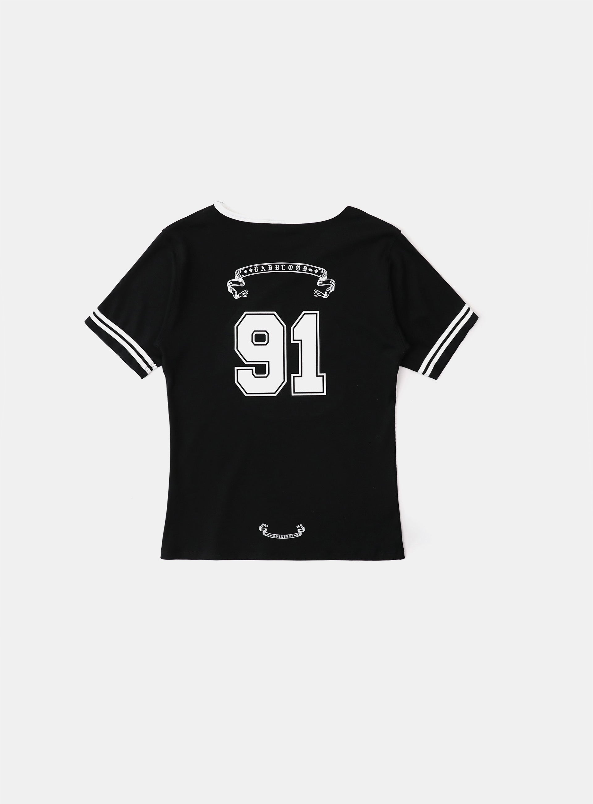 ★BADBLOOD★ 91 V-NECK JERSEY T-SHIRT Pre-Order] 91 V-Neck Jersey T-Shirt - Black – BADBLOOD TAIWAN