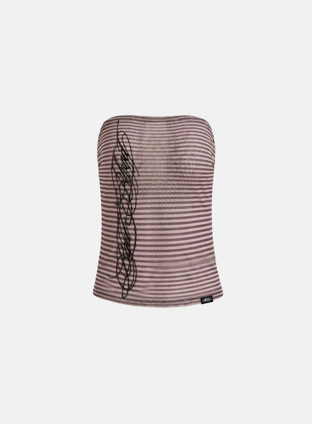 [AQUA] [w-tnk26-051] Dark Classic 2 Mesh Long Tube Top - Pink Stripe
