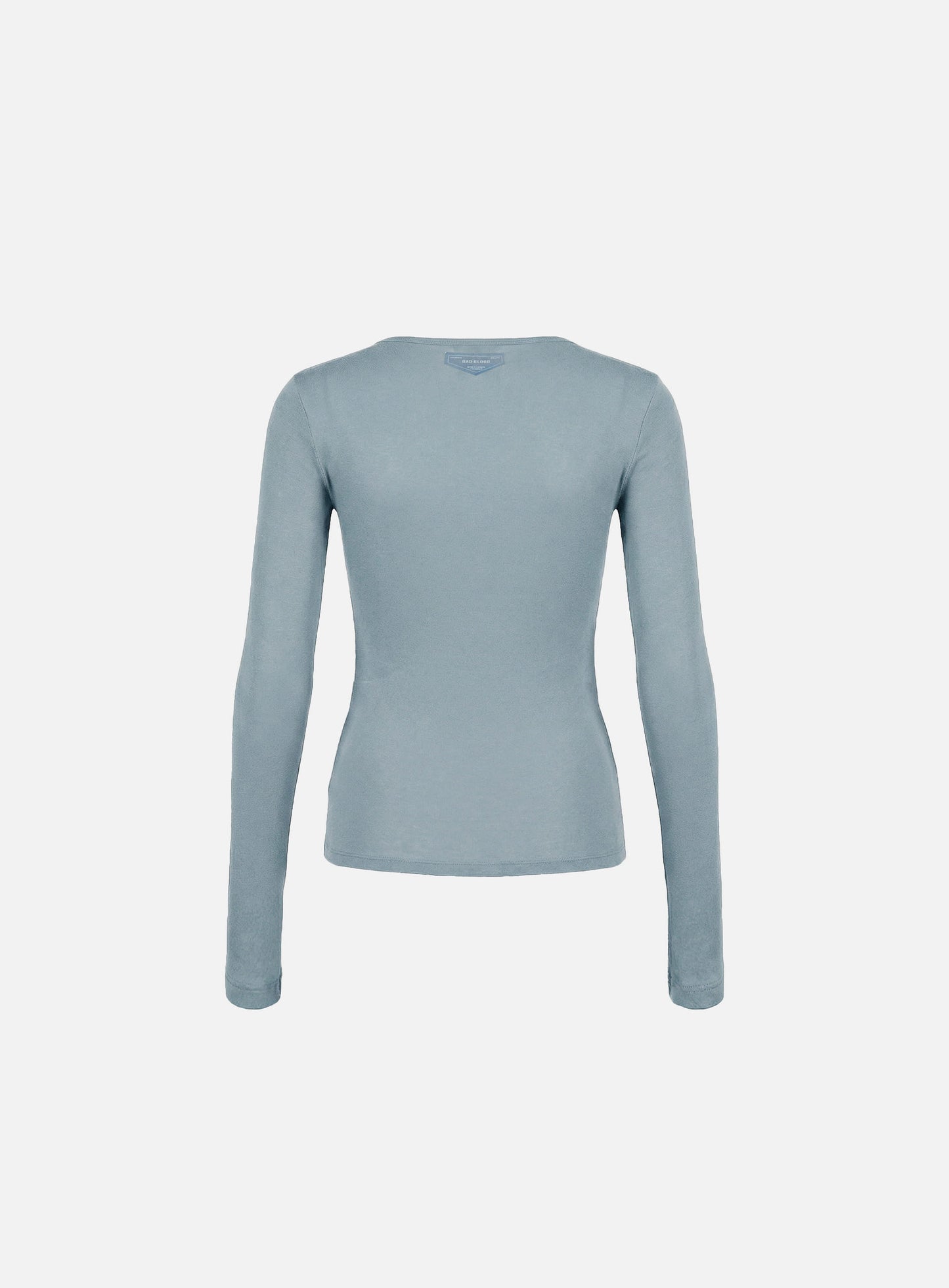 [w-tee26-039] BS Cotton Jersey Fitted Henley Neck Long Sleeve T-Shirt - Light Blue