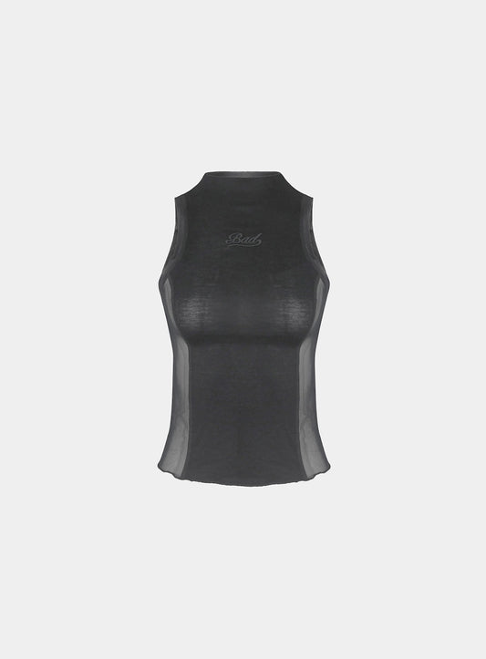 Second Skin Mock Neck Tank - Charcoal/Black