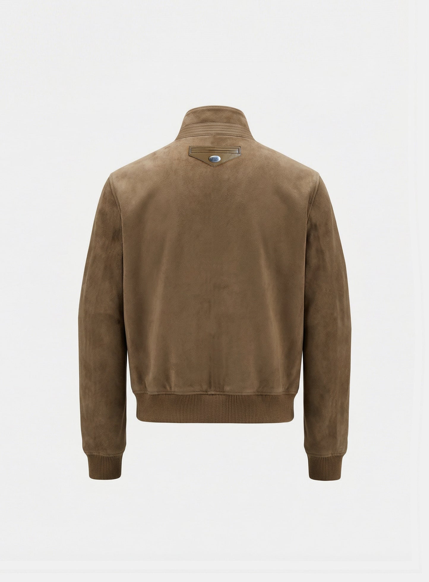 [w-jkt26-017] Arc Suede Contrast Bomber Jacket - Brown
