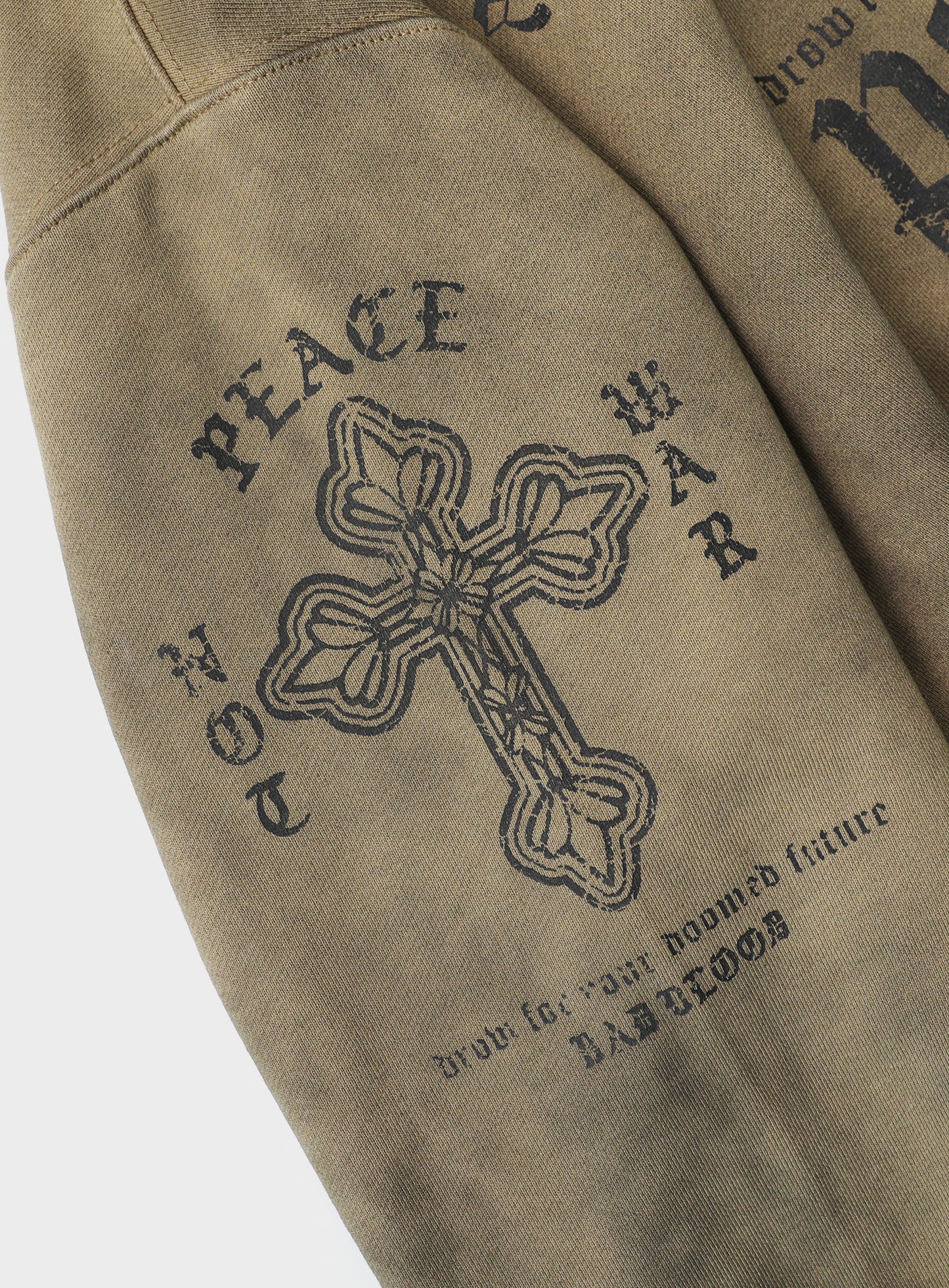 PEACE NOT WAR Hooded Zip-Up - Dusty Beige