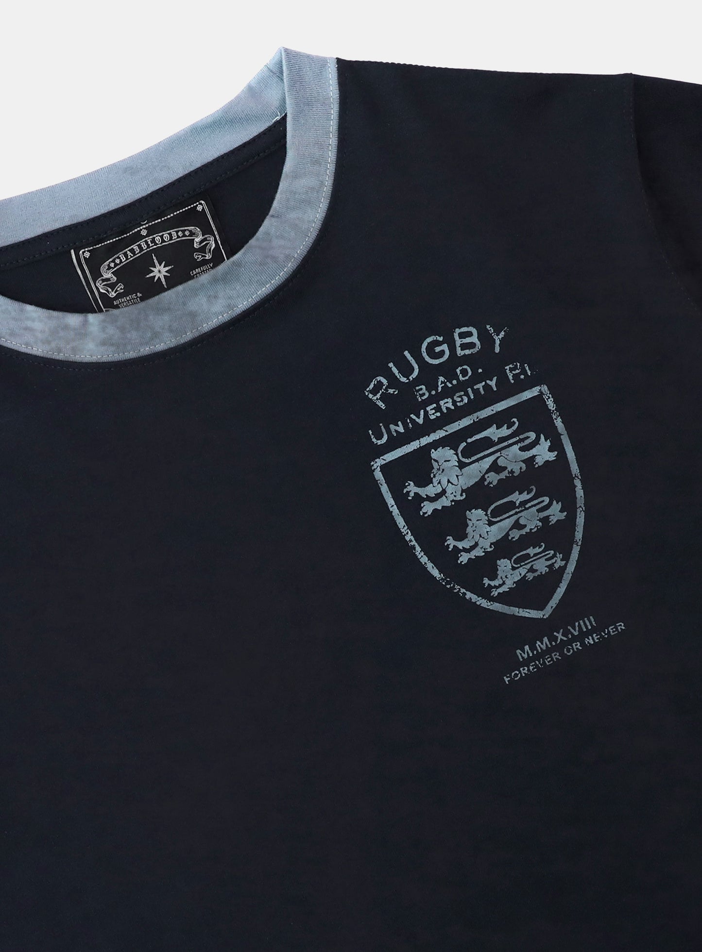Mystic Shield Print Ringer T-Shirt - Navy