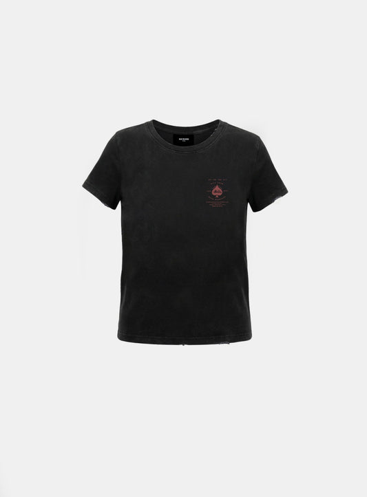 [w-tee26-168] Ace of Spades Short Sleeve T-Shirt - Black