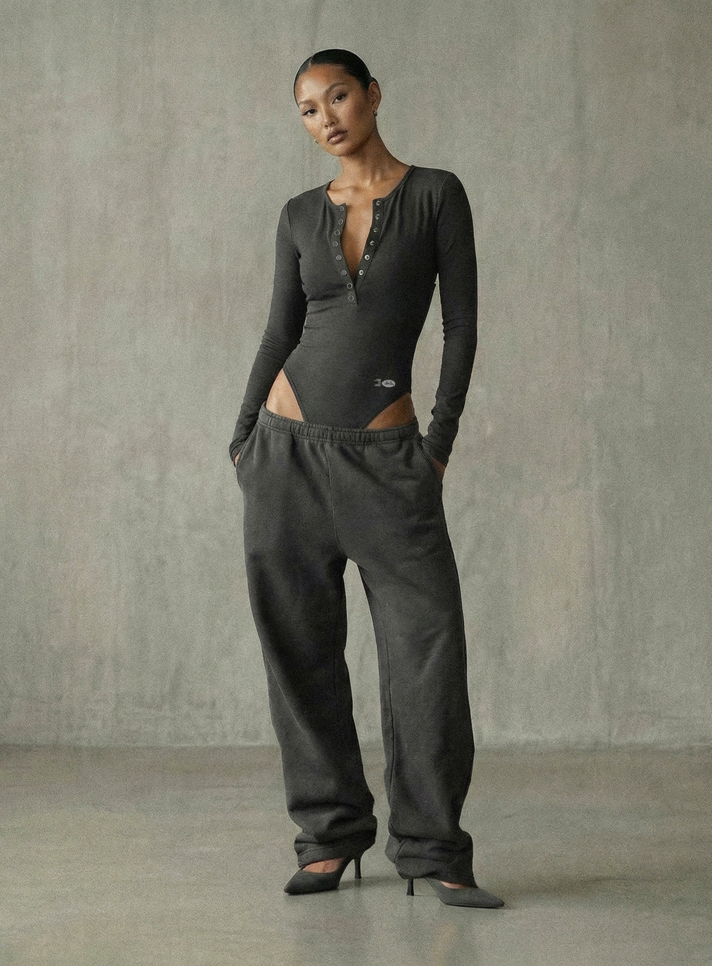 [w-pts26-023] BS Soft Terry Baggy Joggers - Charcoal