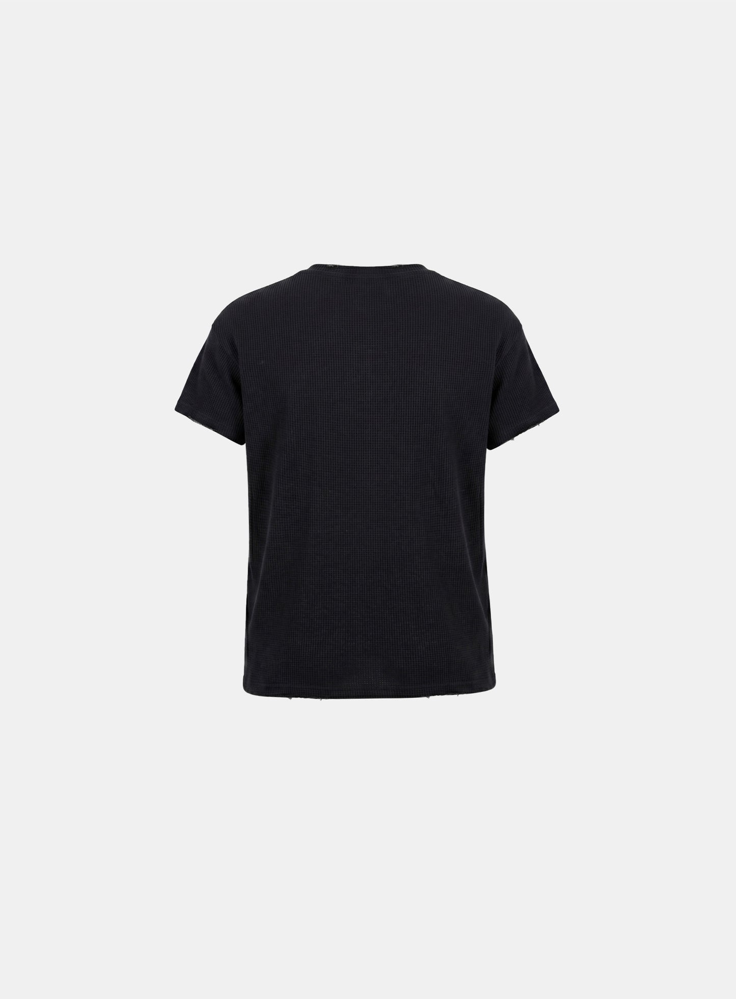 [w-tee26-219] H.B.B. Penta Skull Waffle 1/2 sleeve T-shirt - black