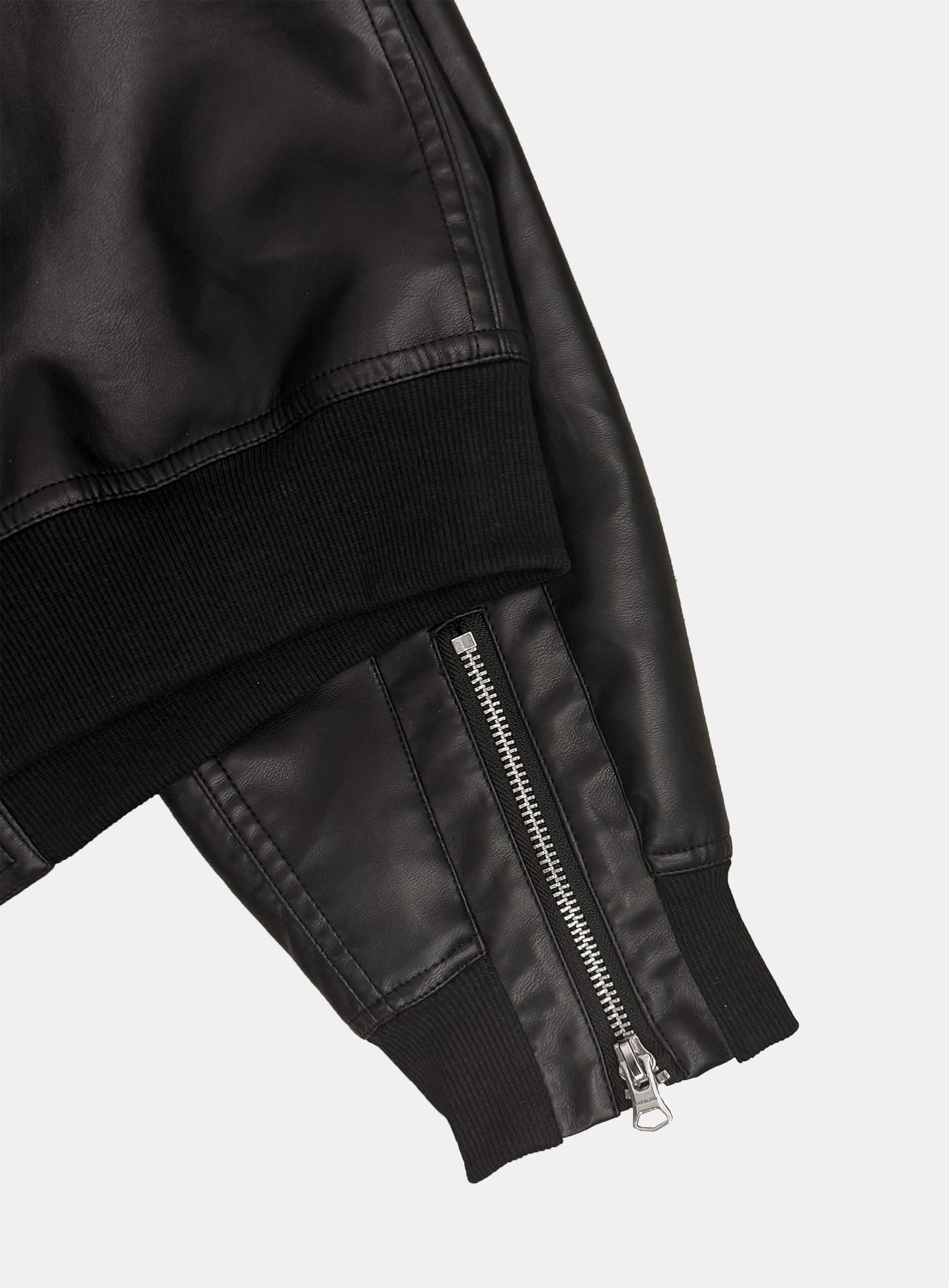 [w-jkt25-073] Daytona High-Neck Bomber Jacket - Black Leather
