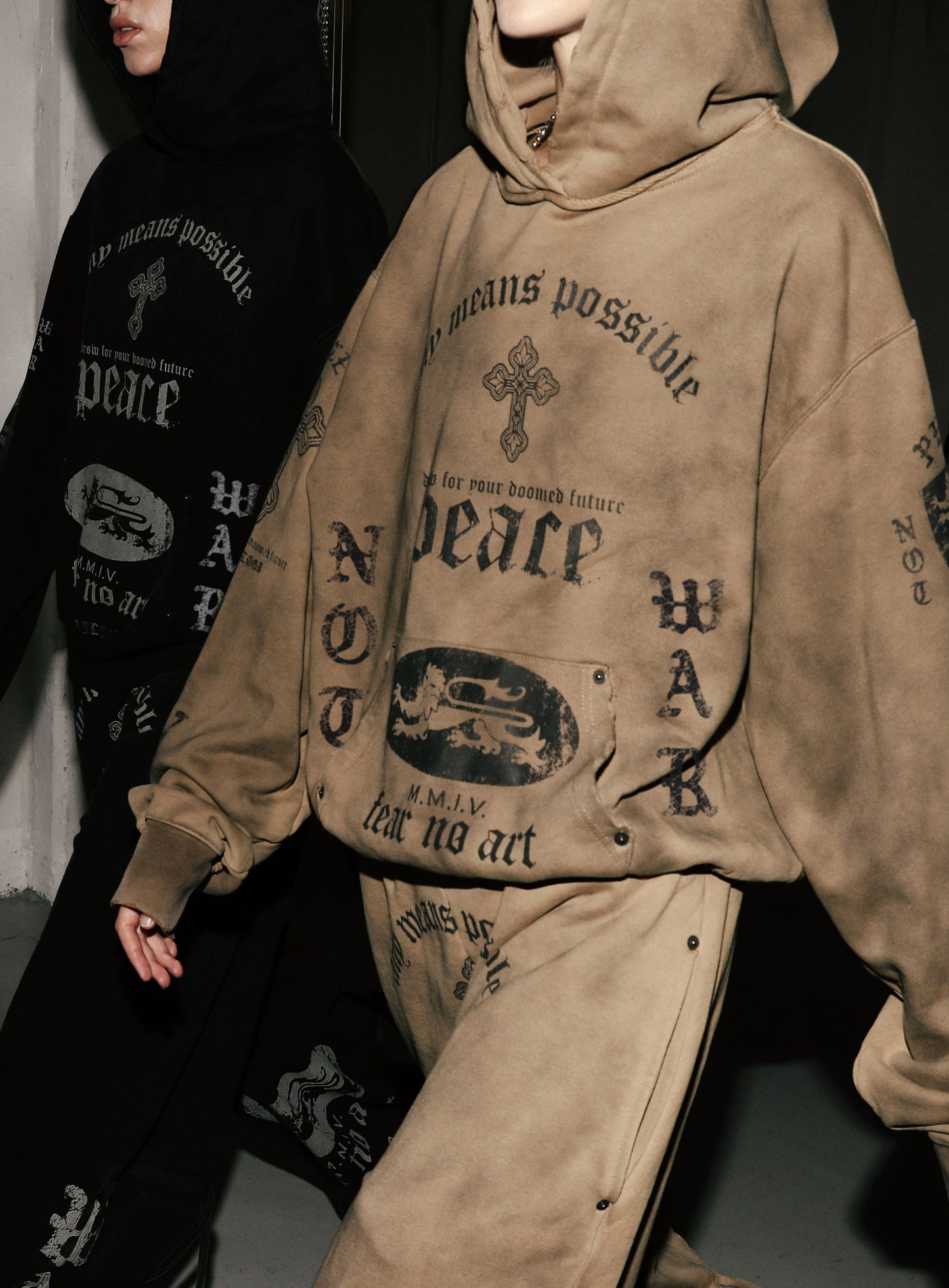 PEACE NOT WAR Hoodie - Dusty Beige