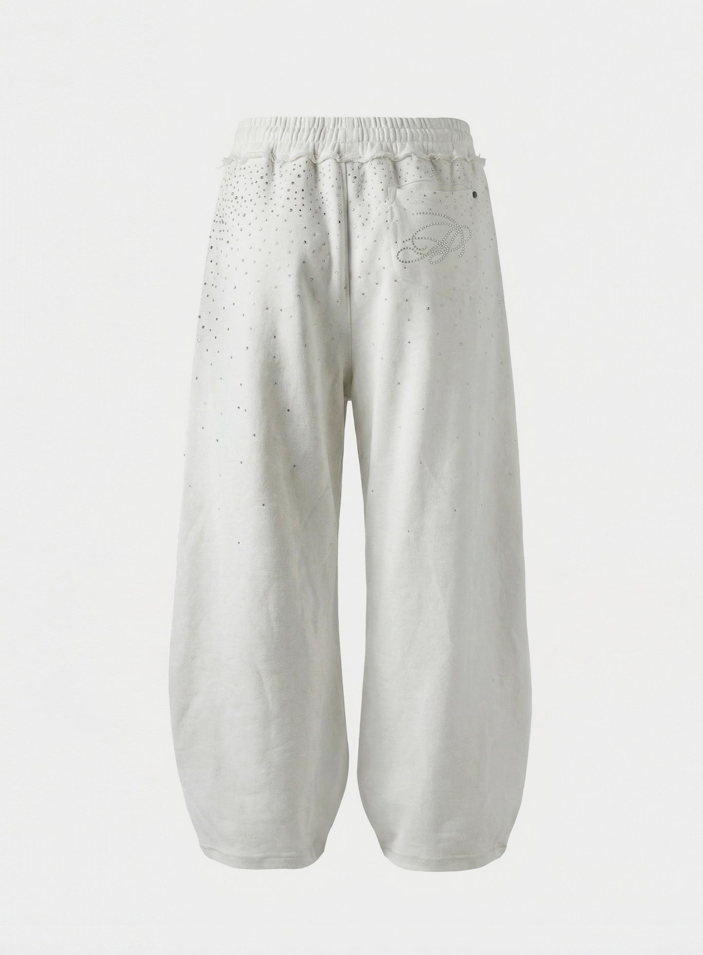 [w-pts25-121] Dark Classic Rhinestone Jogger - White