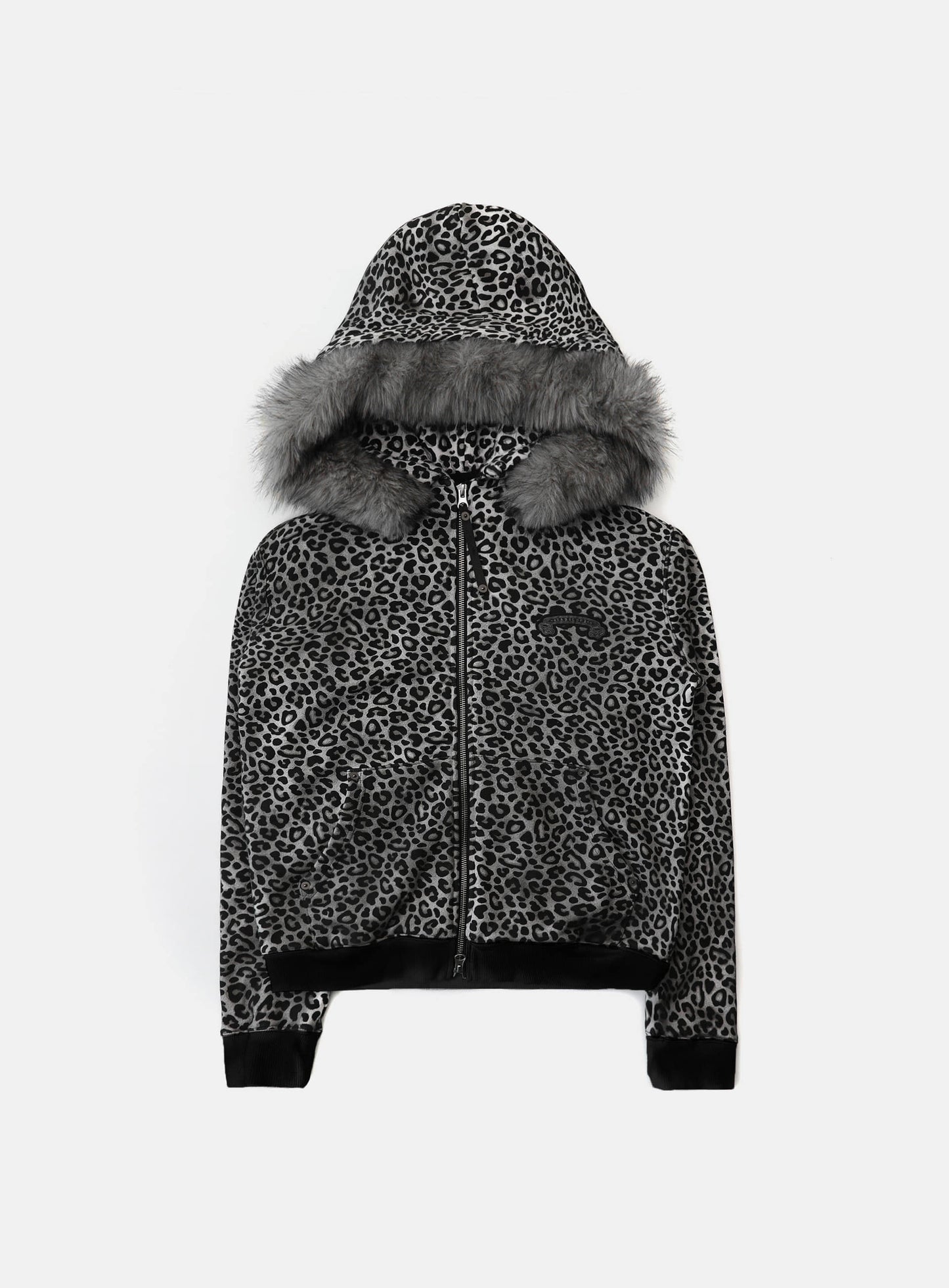 Cosmo 11 Detachable Fur Hood Zip-up - White Leopard