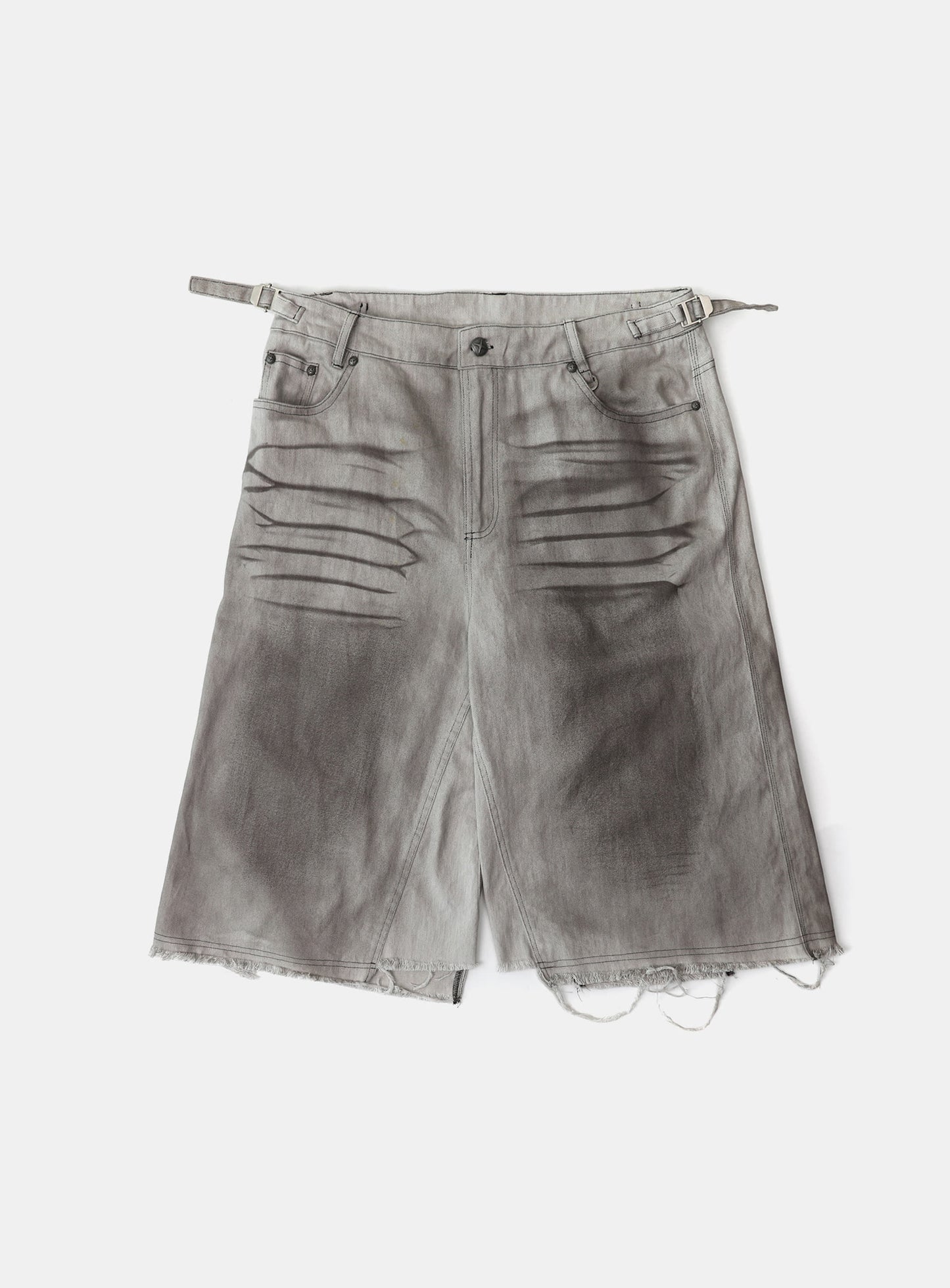 Lion Patch Bermuda Denim Pants - Mud White