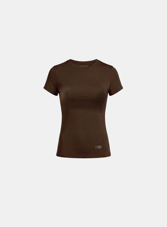 [w-tee26-089] Everyday Crew Neck Short Sleeve T-Shirt - Brown