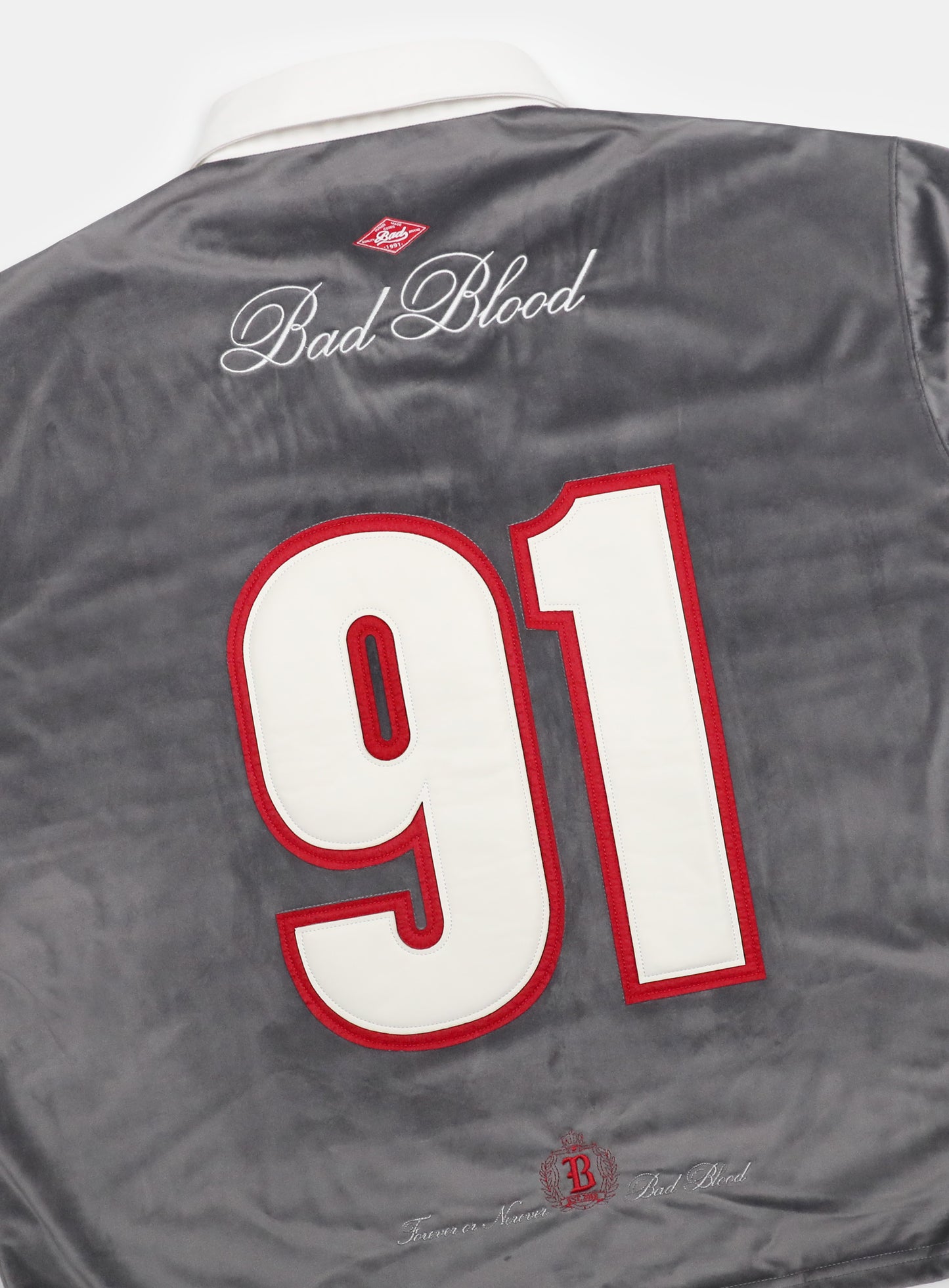 [w-sweatshirt24-016] Badblood Sports Velvet Rugby Shirt - Grey