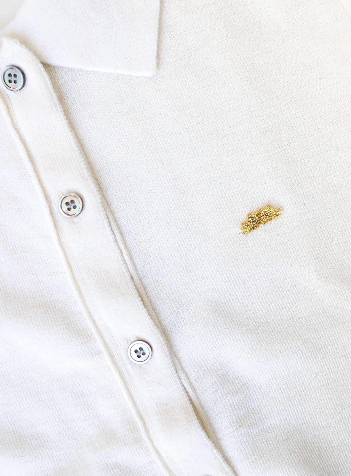 [w-knt26-020] Fine Merino Wool Polo Cardigan - Cream