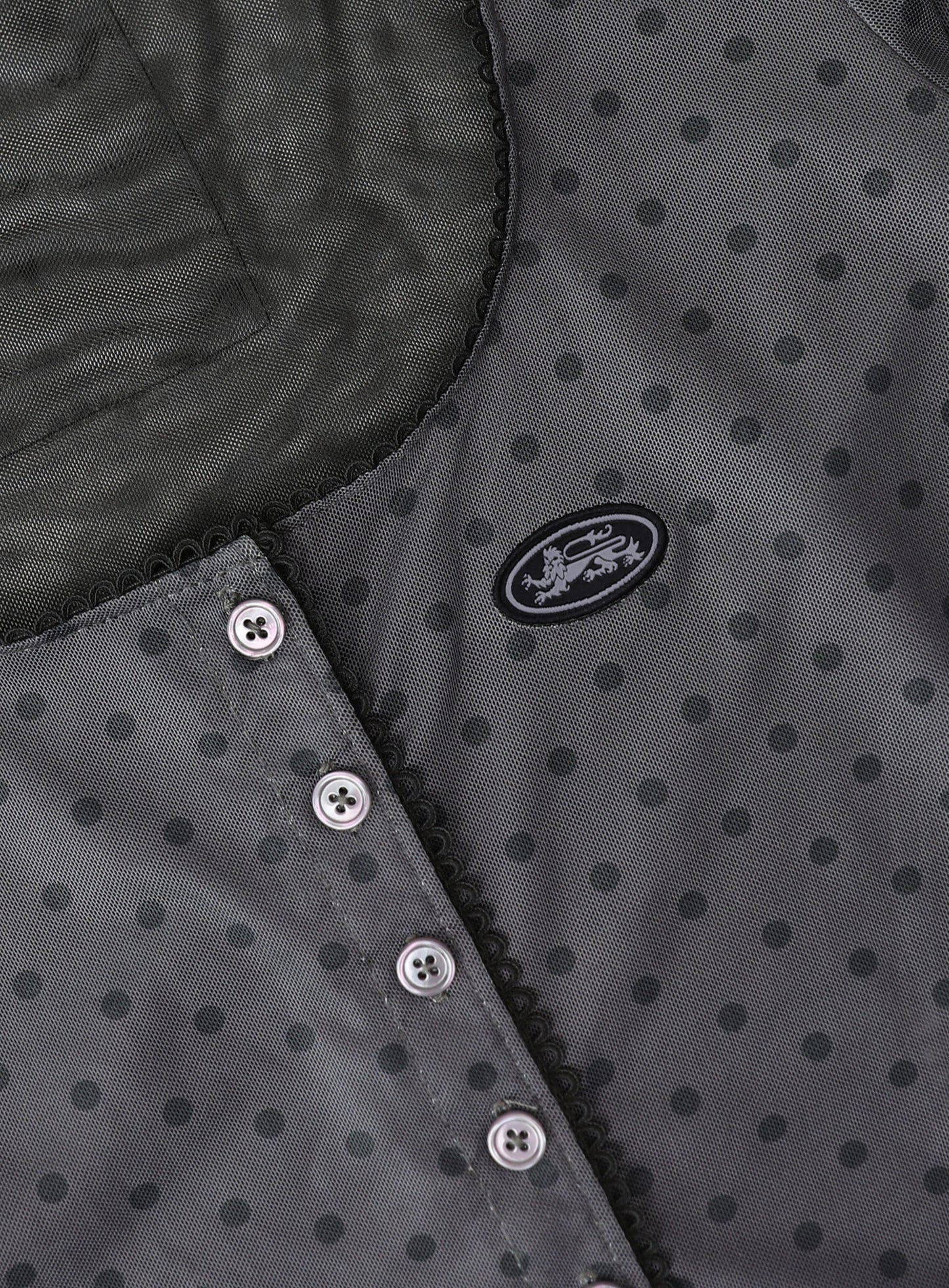 [AQUA] Splash Dot Round Cardigan - Charcoal