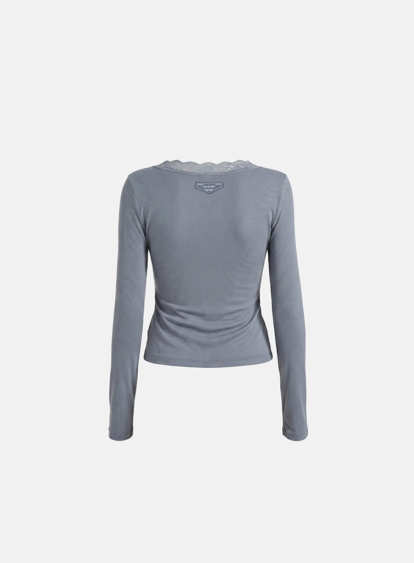 [w-tee26-166] DO YOU WANT IT Lace Henley Long Sleeve - Blue