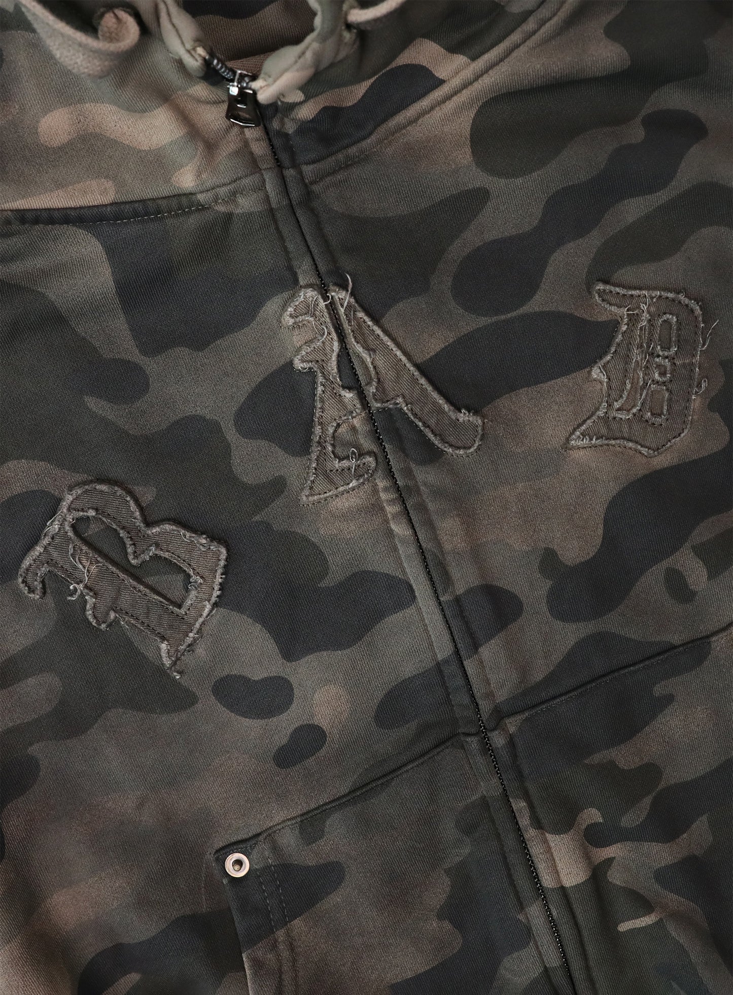 Curved Logo Sleeveless Hooded Zip-Up - Dusty Green Camo