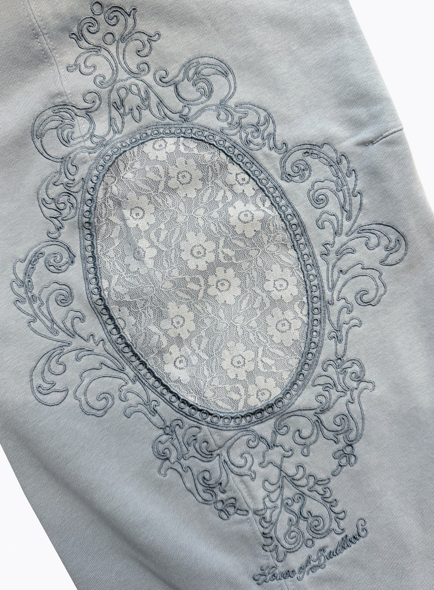 [w-pts26-126] H.B.B. Royal Lace Rhinestone Lightweight Jogger Pants - Blue
