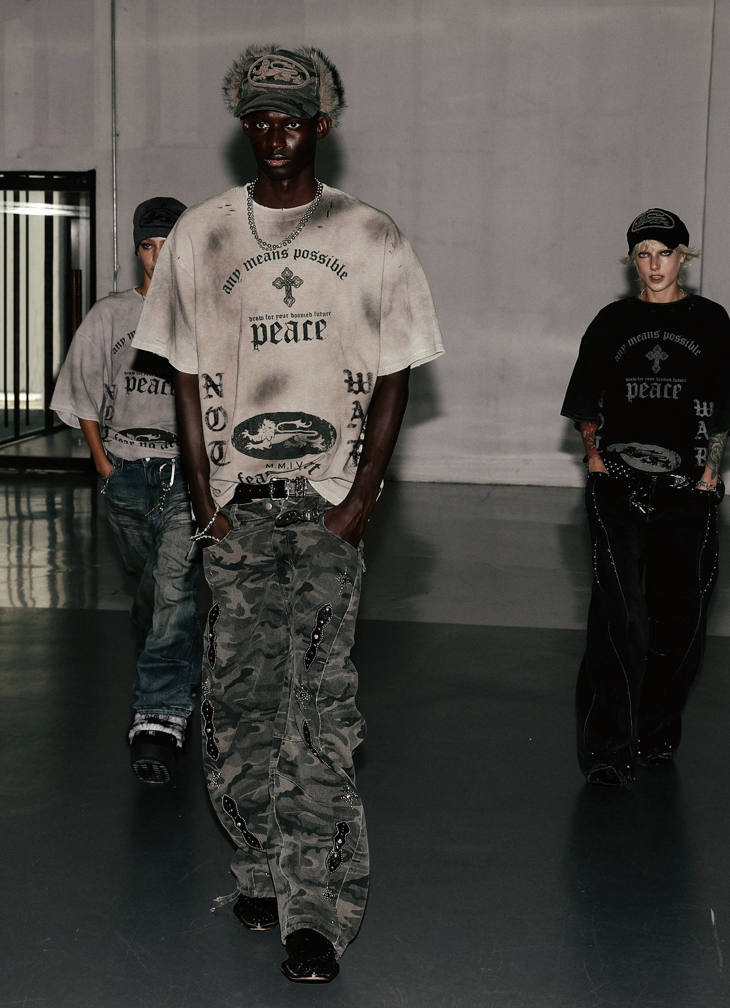 [w-pts25-078] Viper Gemstone Curved Pants - Green Camo