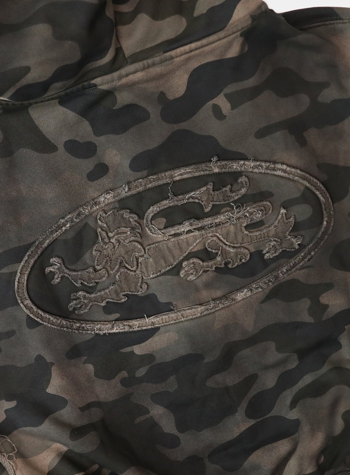 Curved Logo Sleeveless Hooded Zip-Up - Dusty Green Camo