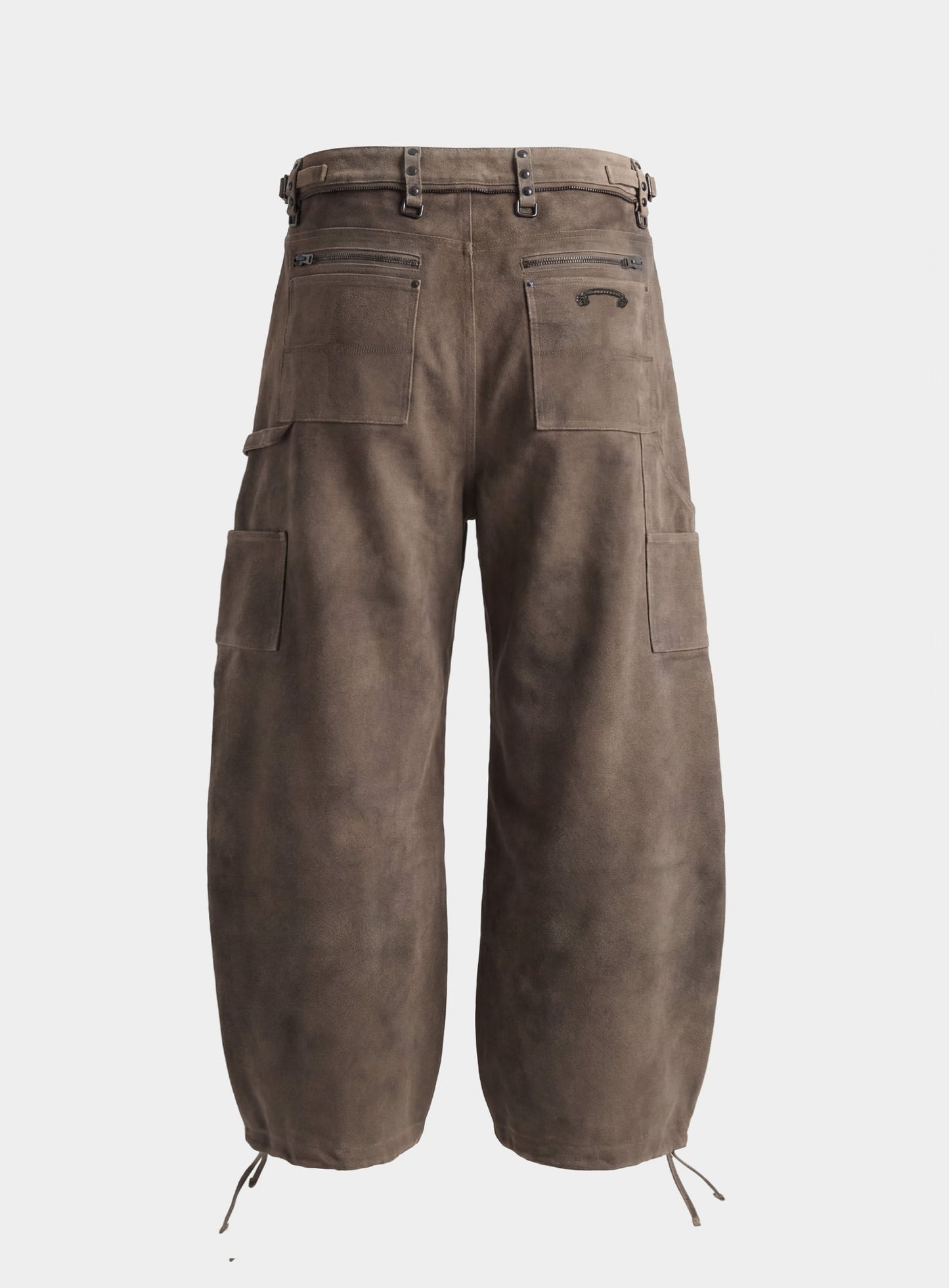 [w-pts25-082] Studded Carpenter Curved Pants - Brown