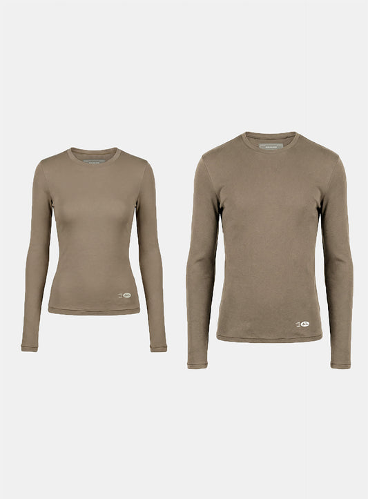 [w-tee26-047] BS Cotton Jersey Fitted Long Sleeve T-Shirt - Tobacco