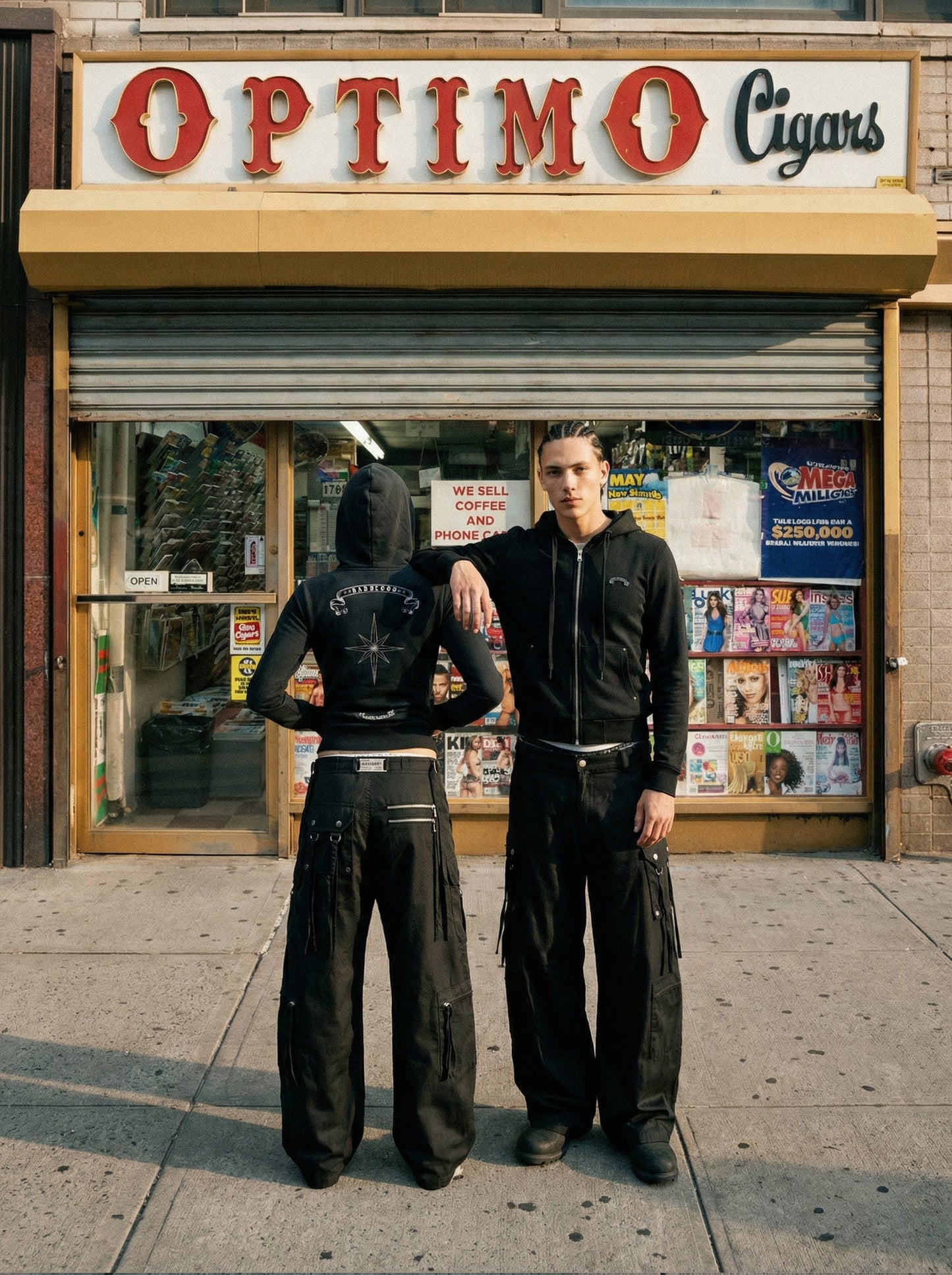 [w-pts26-065] Strap Semi-Curved Fit Cargo Pants - Black