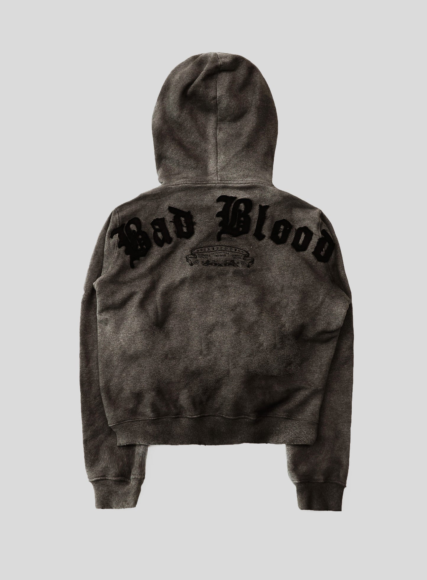 Lion Patch Hooded Zip-Up- Charcoal