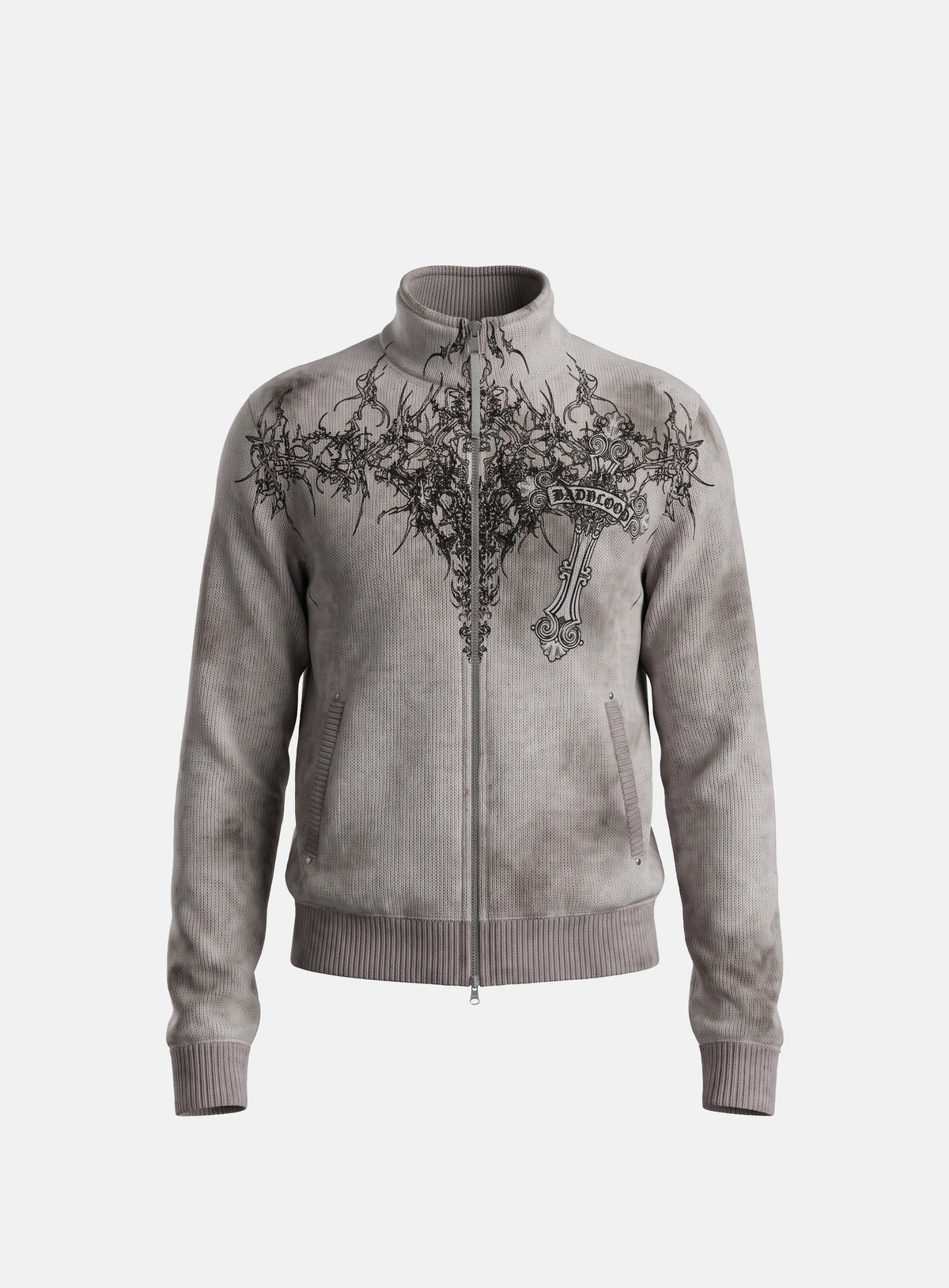 [w-jkt26-070] TMV RELIC CROSS Full-Zip Workshop Knit Track Top - Grey