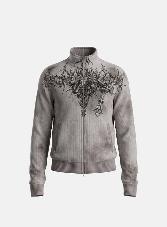 [w-jkt26-070] TMV RELIC CROSS Full-Zip Workshop Knit Track Top - Grey