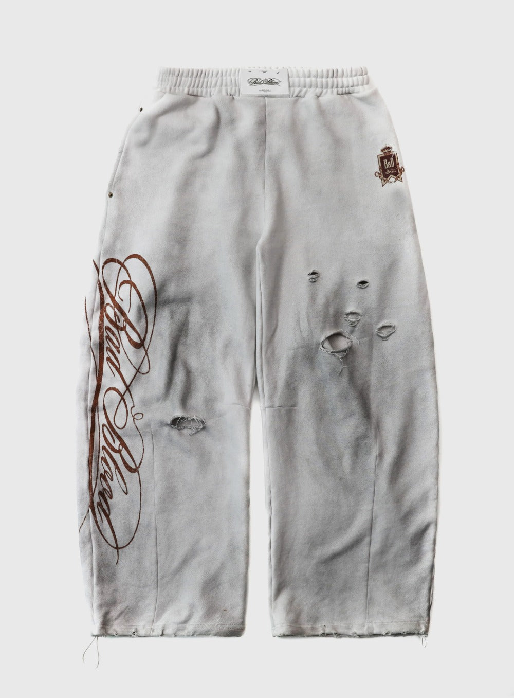 Royal Classic Distressed 2-Way Curved Jogger Trousers - White