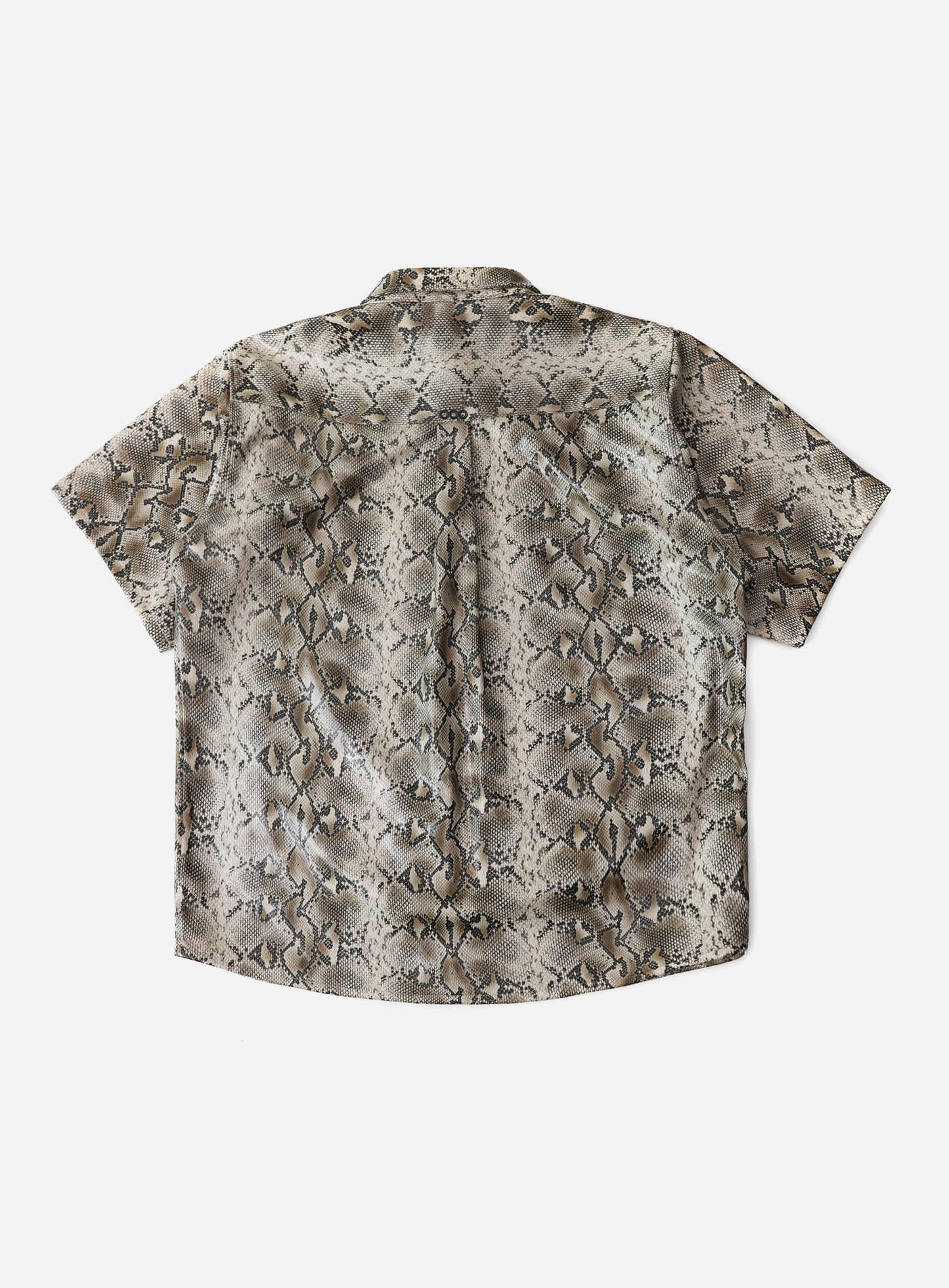 Viper Logo Leather Short Sleeve Shirt - Beige Python