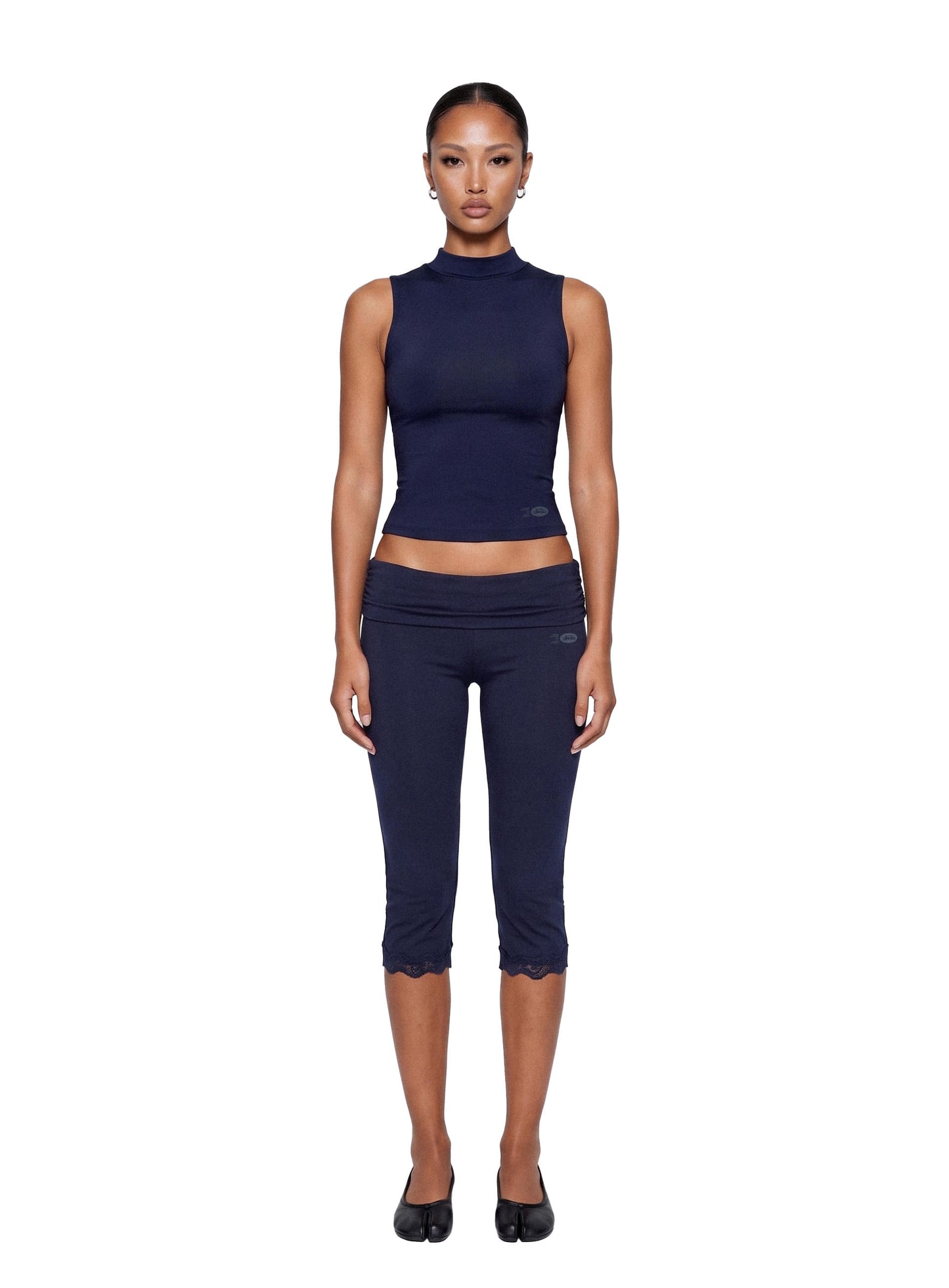 [w-tnk26-025] Everyday Mock-Neck Tank - Navy
