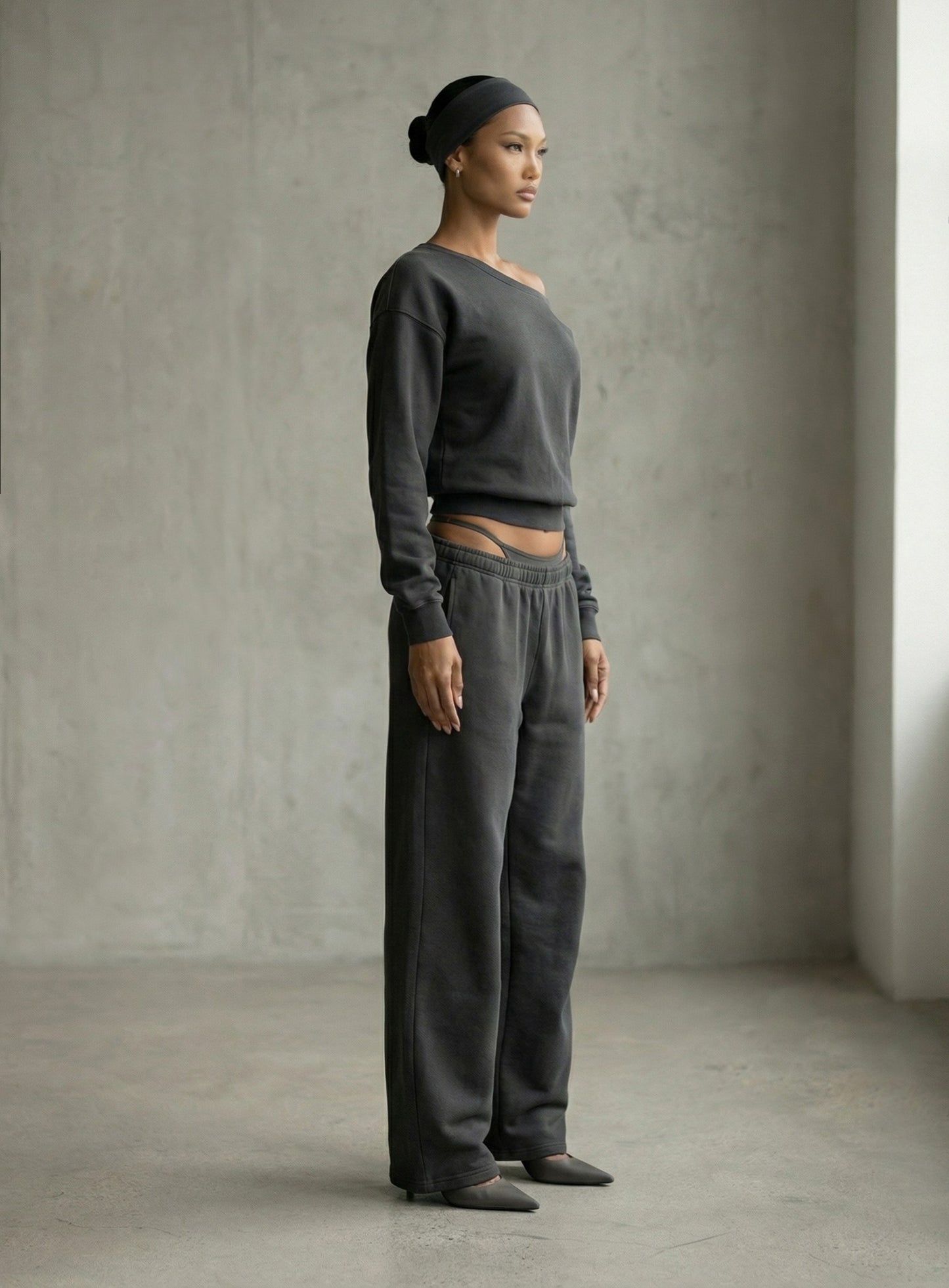 [w-pts26-023] BS Soft Terry Baggy Joggers - Charcoal