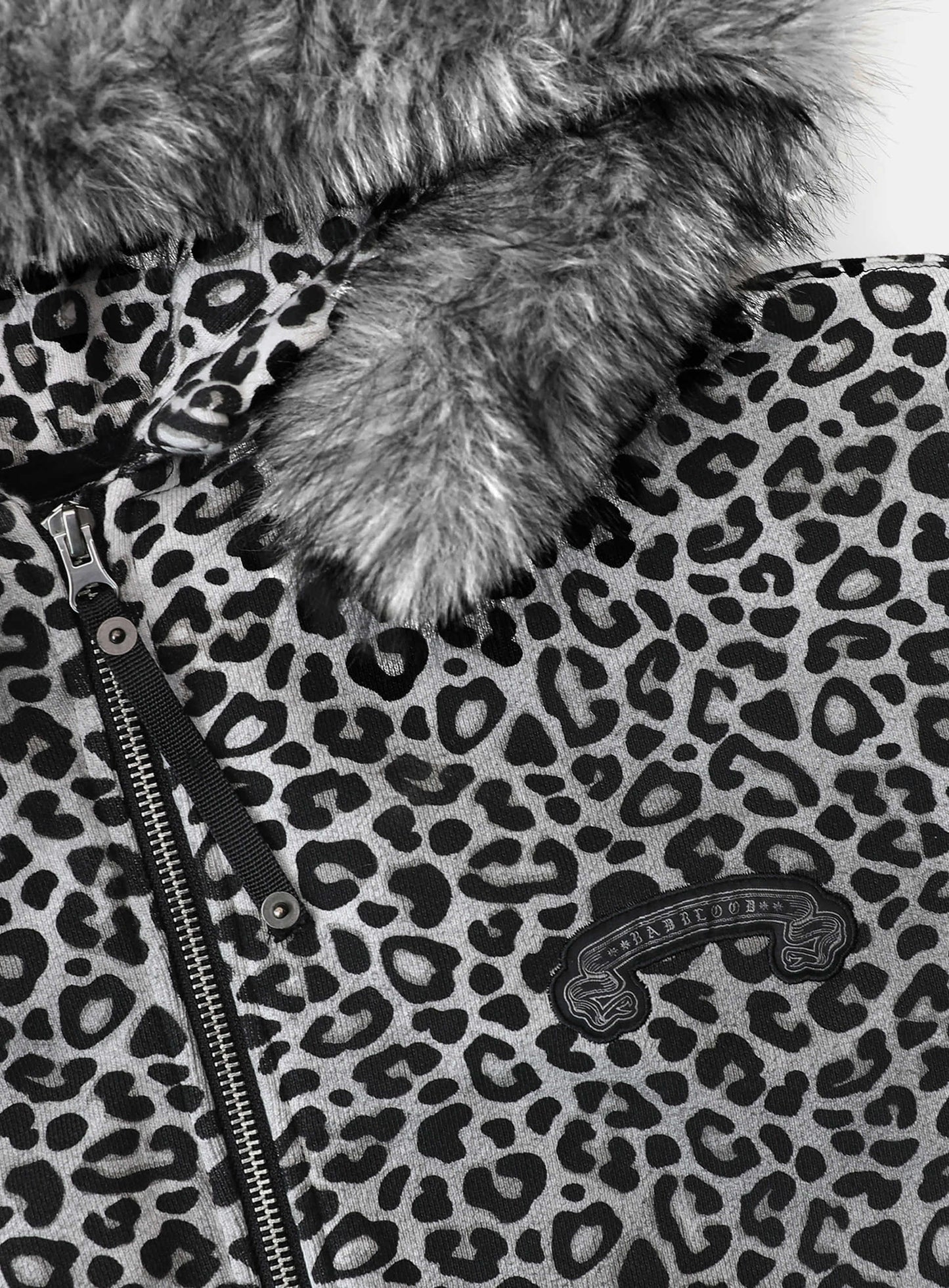 Cosmo 11 Detachable Fur Hood Zip-up - White Leopard