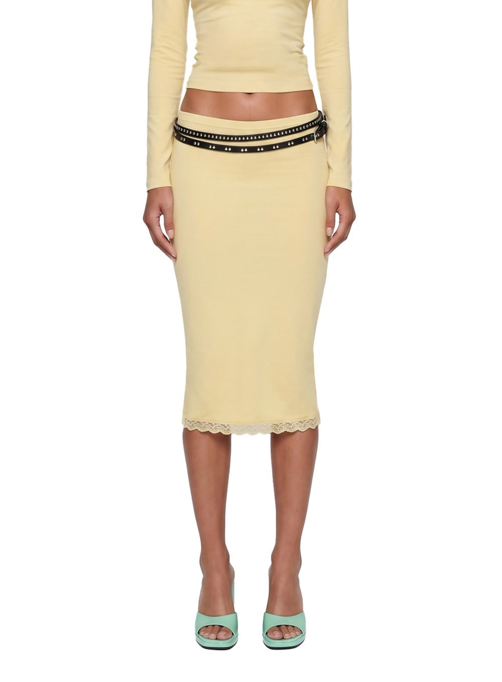 [w-skt26-018] Everyday Lace Midi Skirt - Yellow