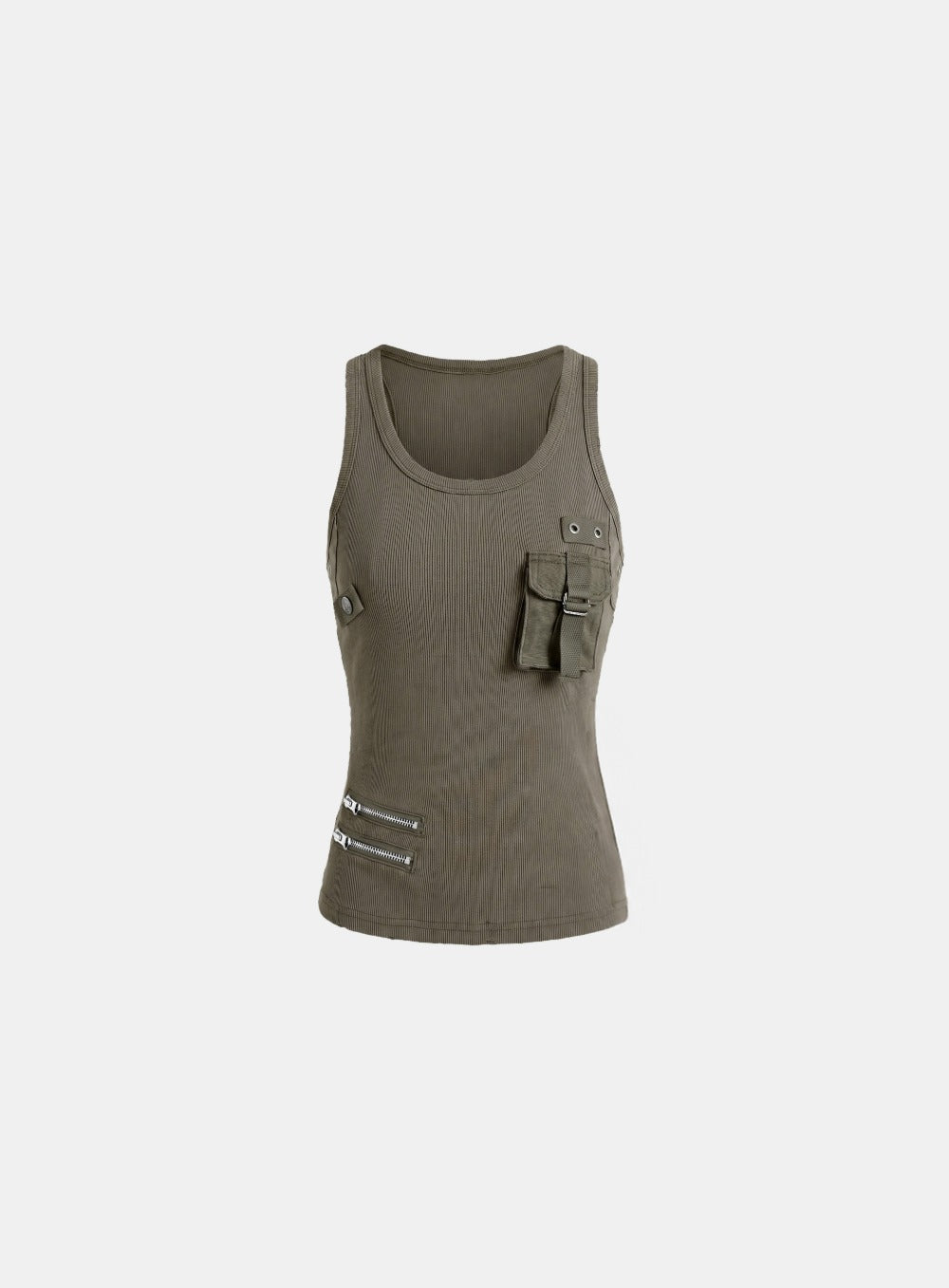 [w-tnk26-049] Delta Utility Cotton Lip Tank - Military Green