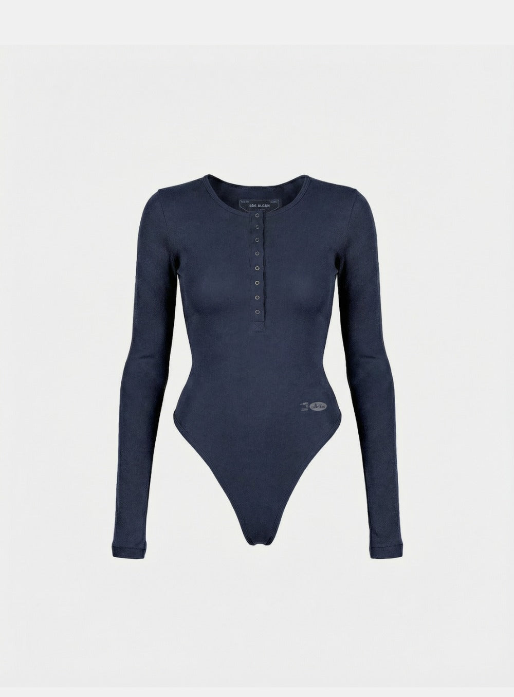 [w-jst26-004] BS Cotton Jersey Henley Neck Bodysuit - Navy