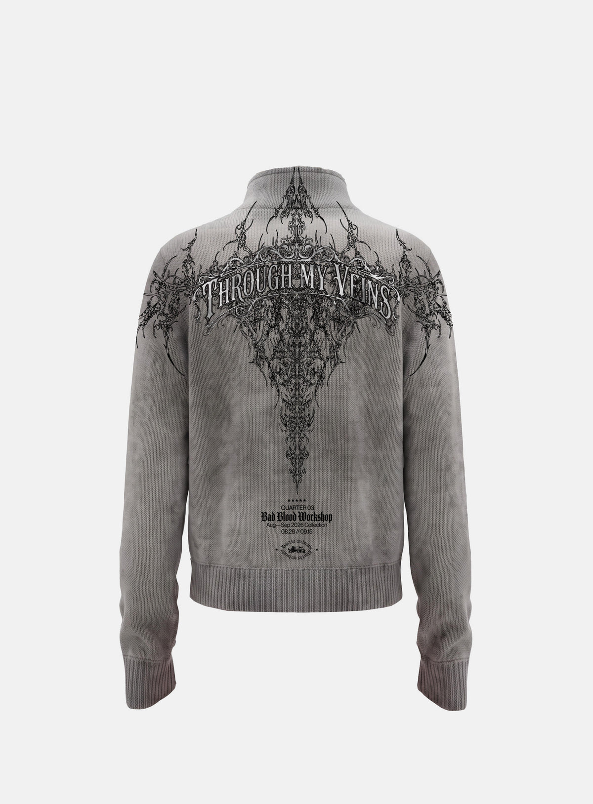 [w-jkt26-070] TMV RELIC CROSS Full-Zip Workshop Knit Track Top - Grey