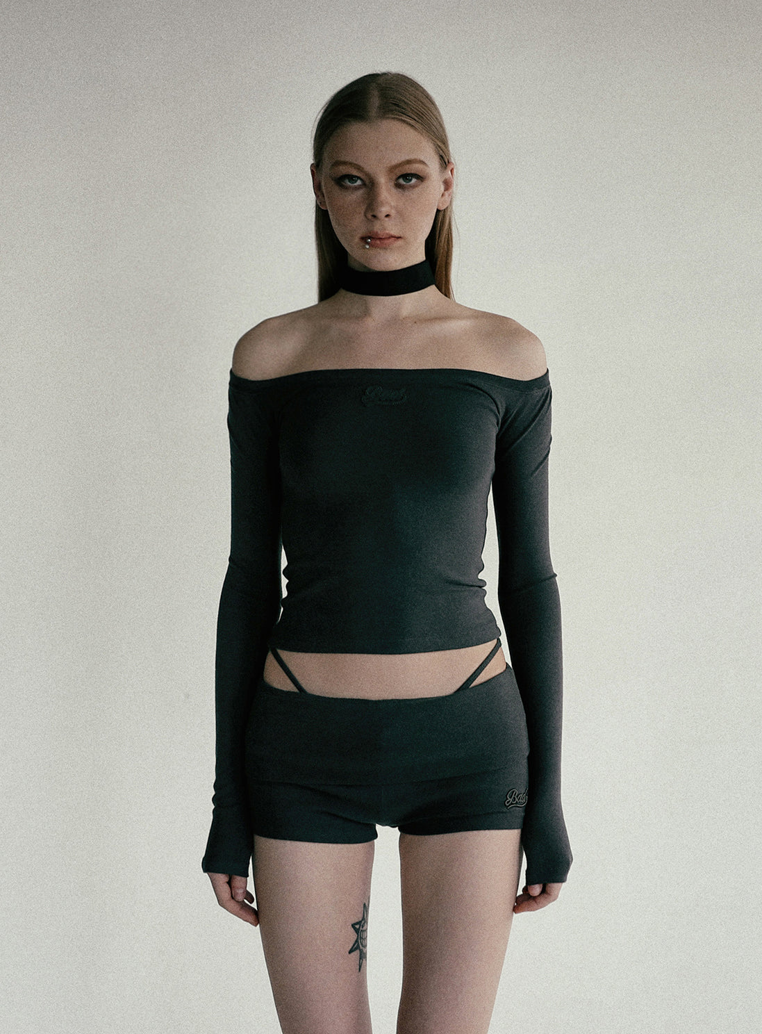 Beyond Soft Off-Shoulder Top - Charcoal