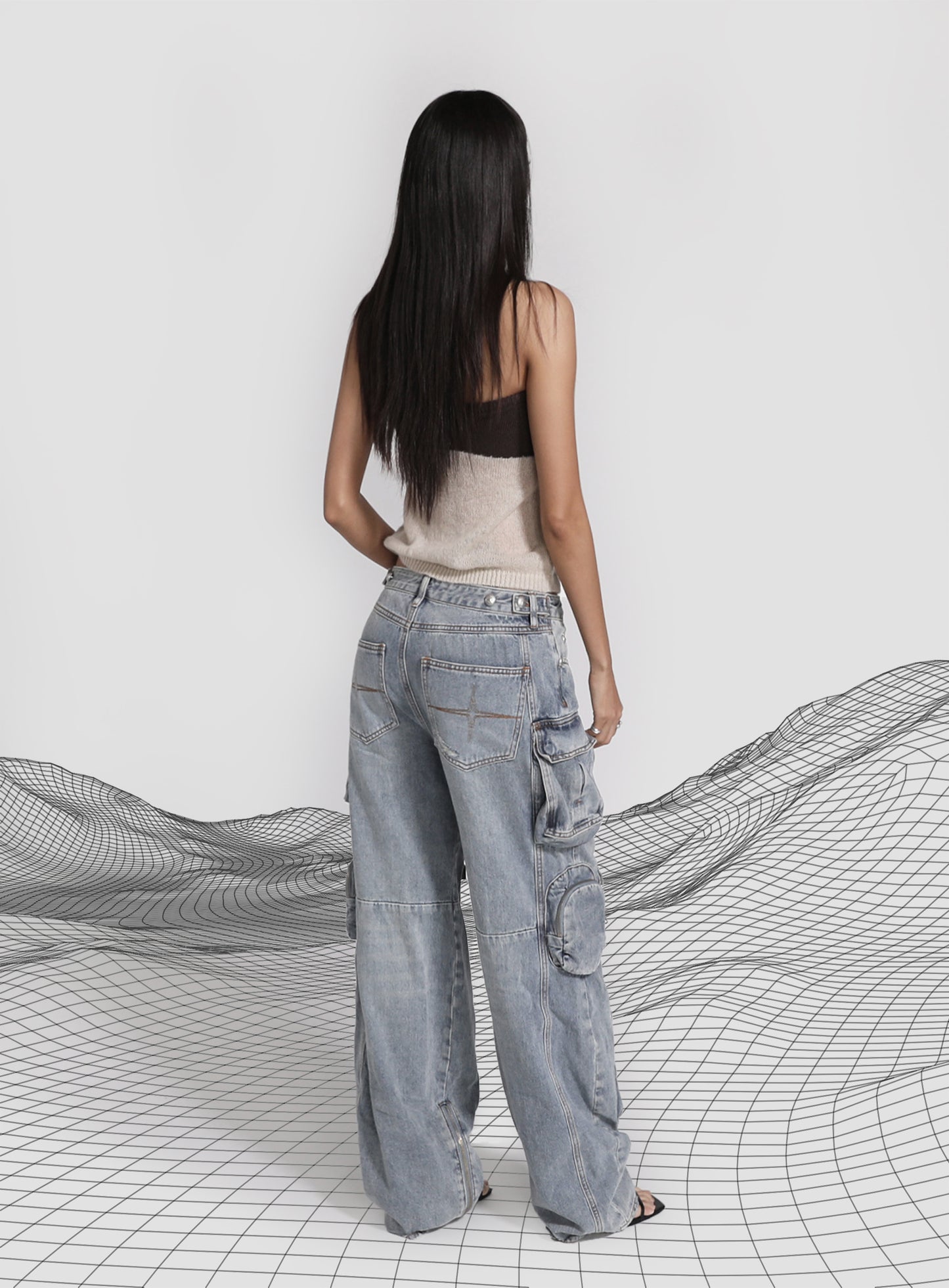 Kiddo Knit Tube Top & Scarf - Cream/Brown