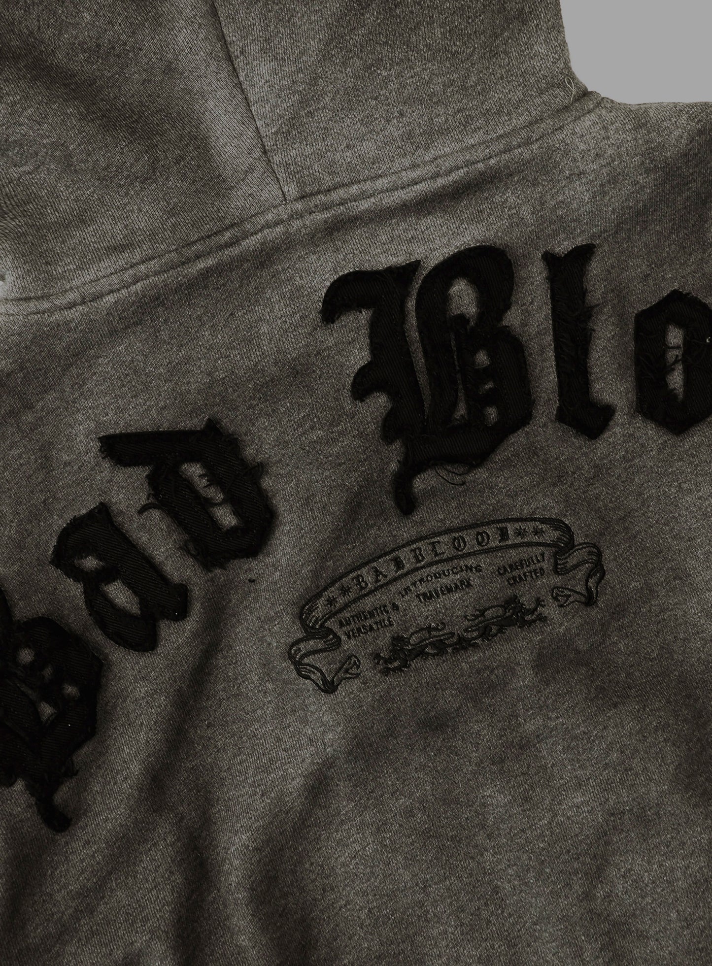 Lion Patch Hooded Zip-Up- Charcoal