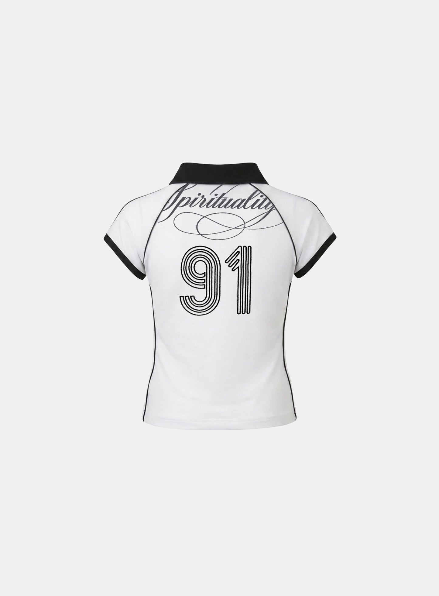 [w-tee26-157] 90s Vintage Club Jersey Polo T-Shirt - White