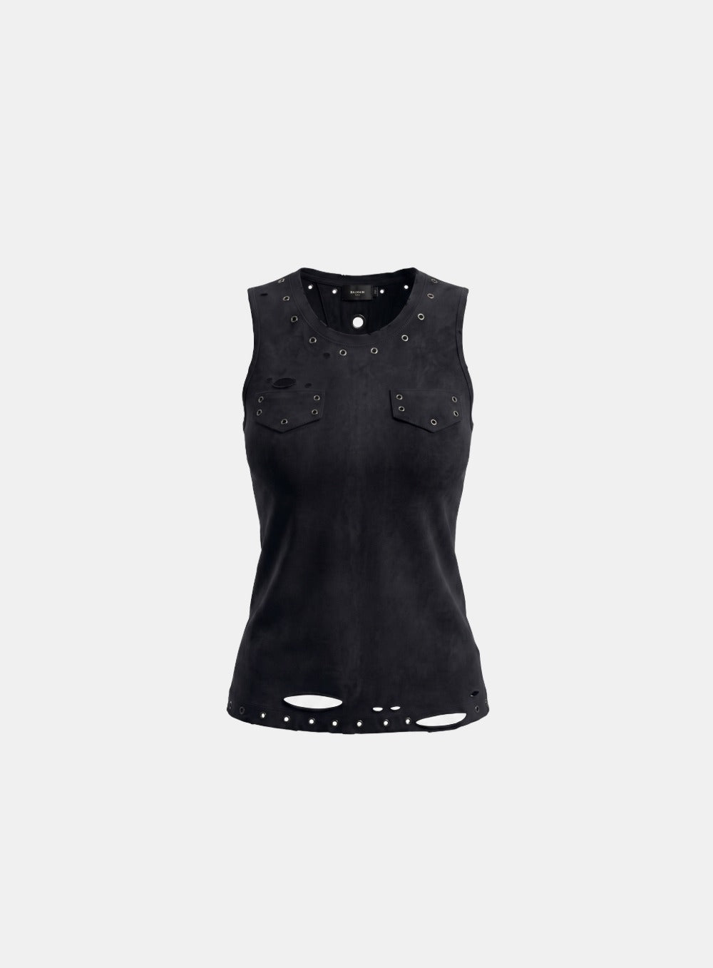 [w-tnk26-080] Raven Destroyed Eyelet Tank - Black