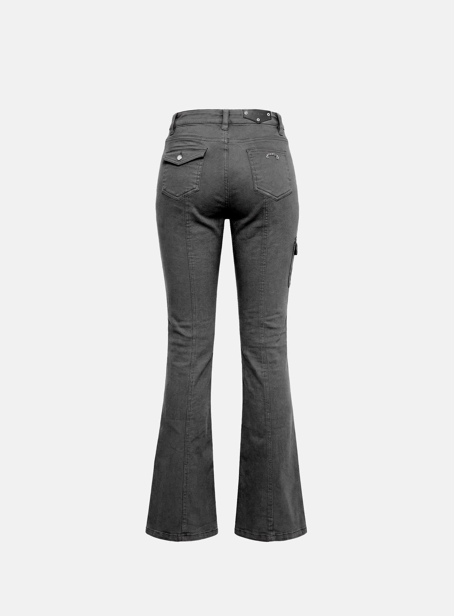 [w-pts26-092] 109 Low-Rise Cargo Bootcut Pants - Charcoal