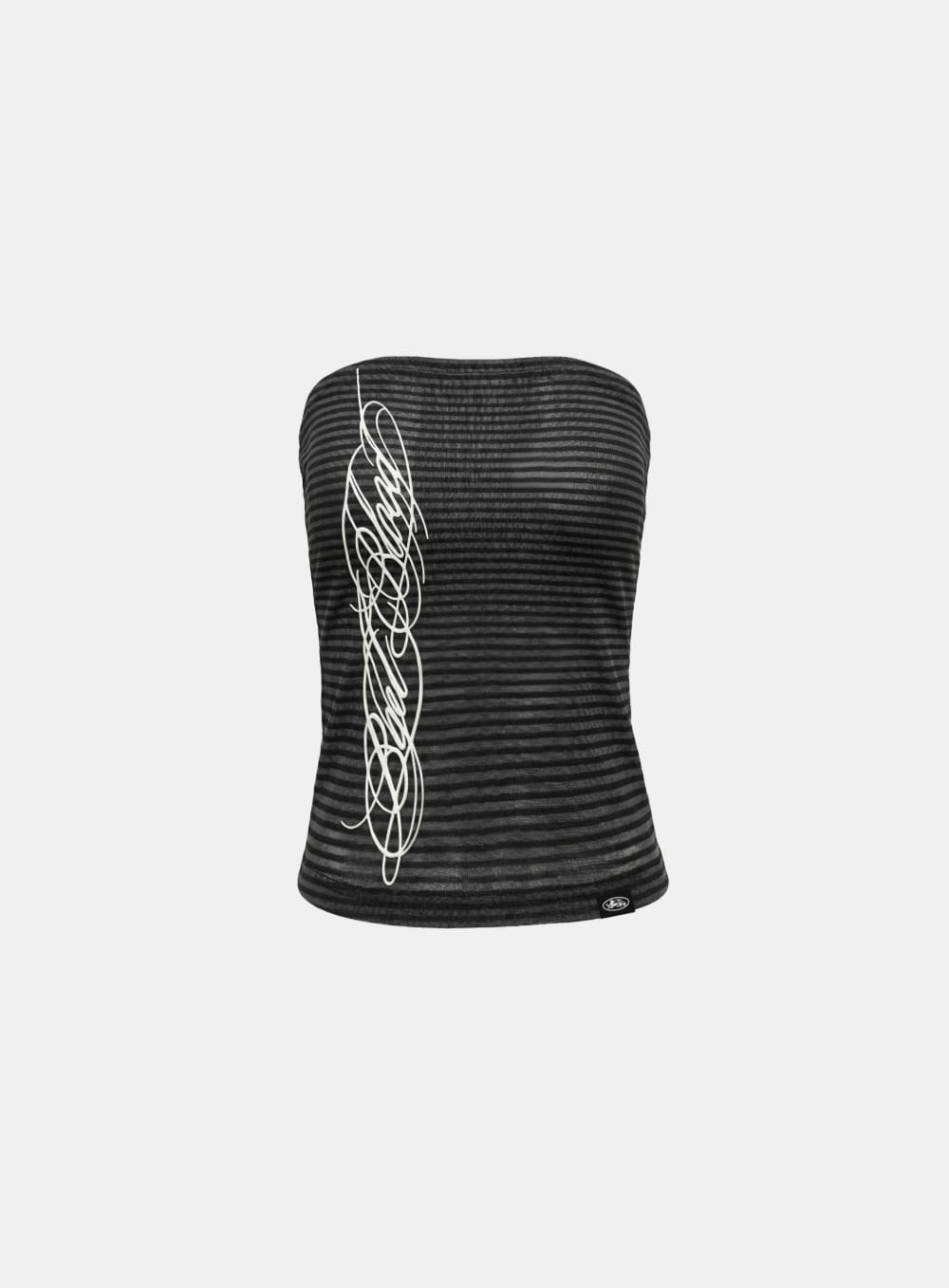 [AQUA] [w-tnk26-052] Dark Classic 2 Mesh Long Tube Top - Black Stripe