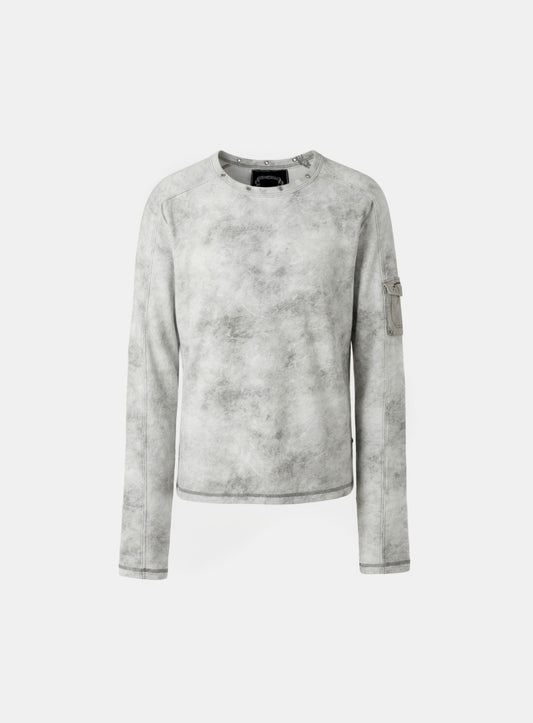 [w-tee26-001] Viper Cotton Rib Round Neck Long Sleeve - White
